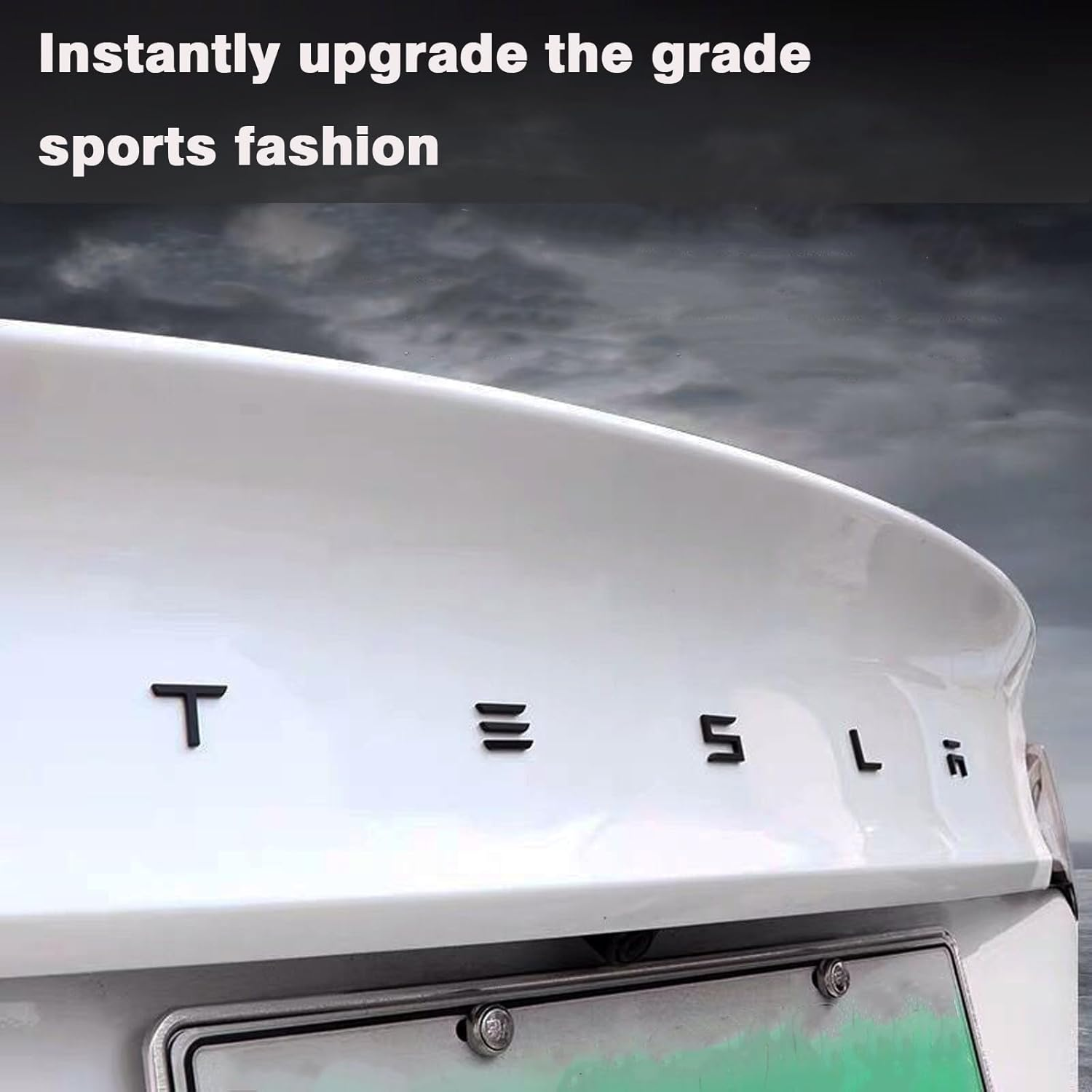 YHCDSEA 3D Raised for Tesla Tailgate Insert Letters Emblems ABS Material Compatible with Tesla Model 3 Y S X Series Accessories (Matt Black) image number 2