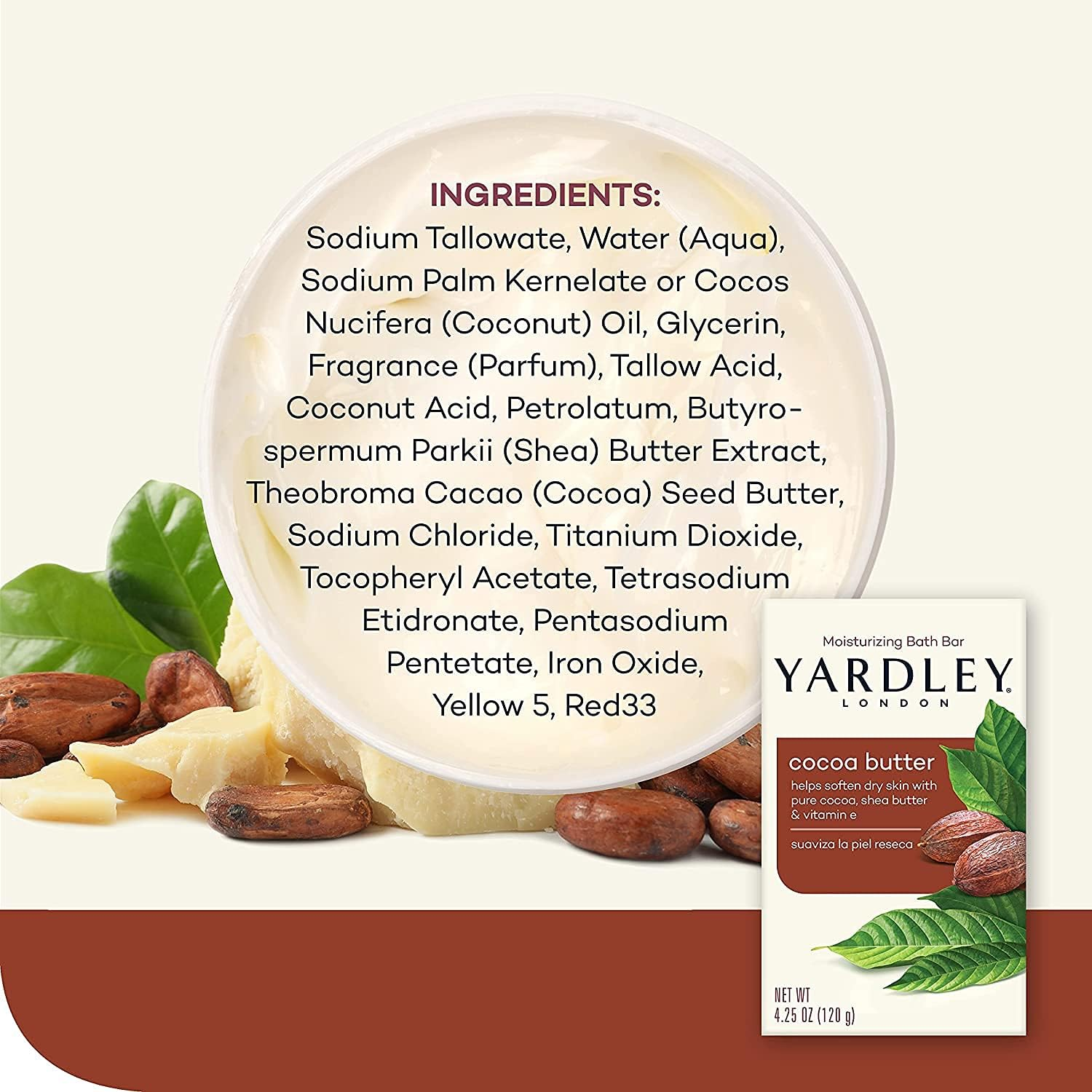 Yardley Moisturizing Bar Cocoa Butter 4.25 Oz (Pack of 6) image number 4