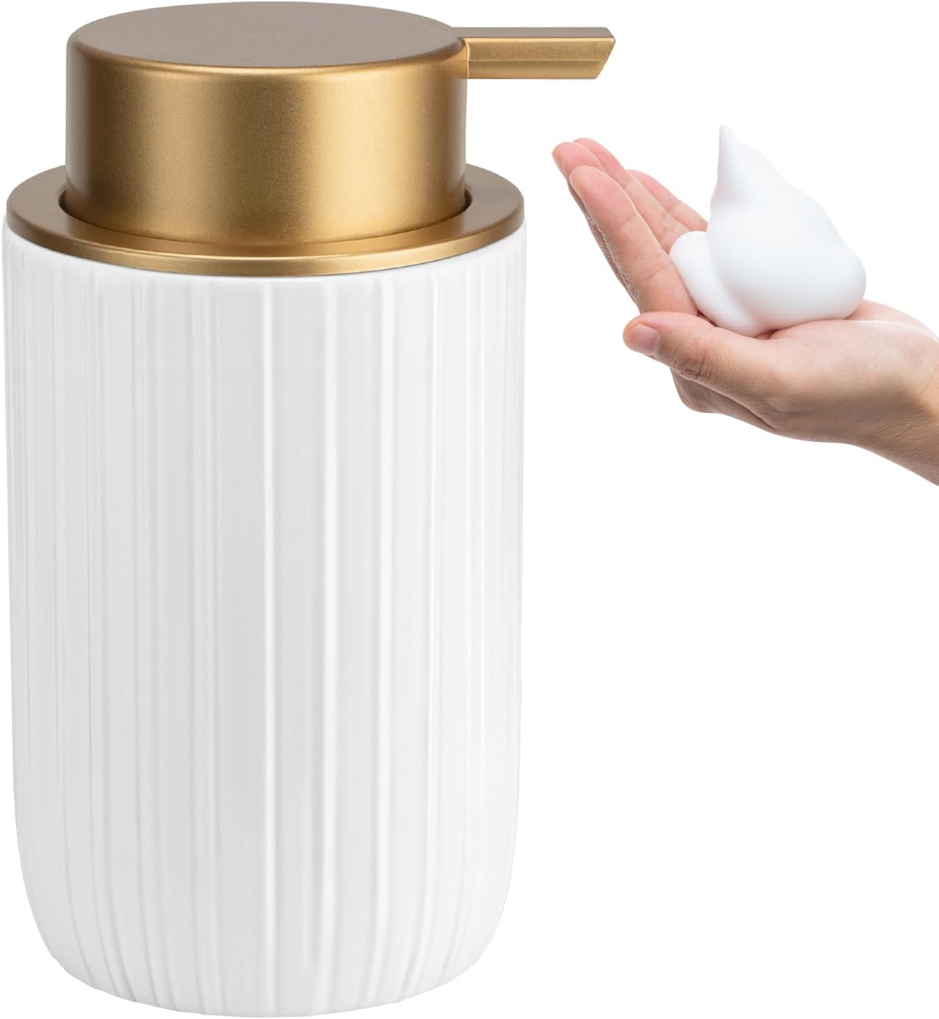 Soap Liquid Dispenser Ceramic with Easy-To-Press Pump Hand Liquid Dispenser (Can'T Foam) for Shampoo Bathroom Countertop 13.5 Oz