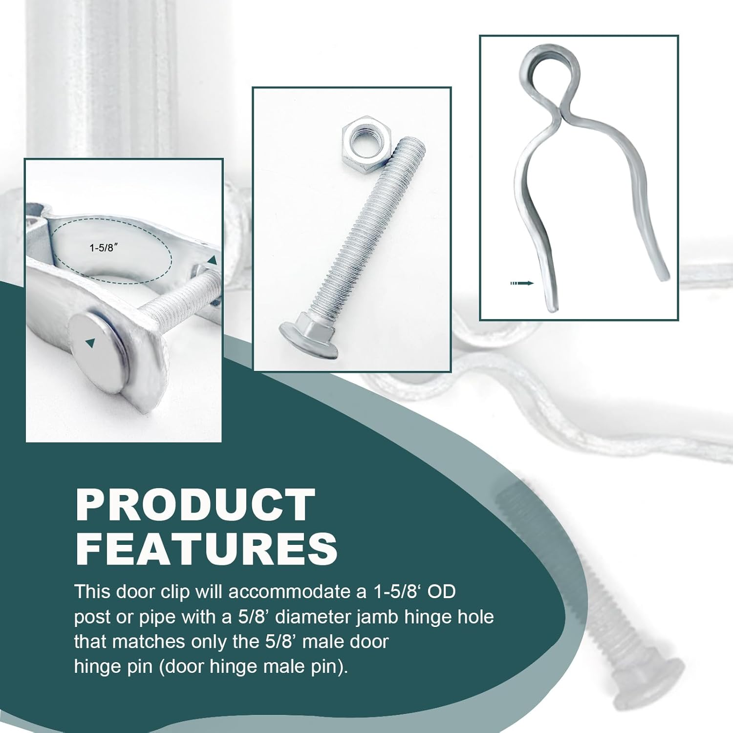 6Set Chain Link Fence Frame Gate Post Hinge, 1-5/8&rsquo;&rsquo;Chain Link Gate, Chains Links Fence Parts, Galvanized Gate Hardware, Chains Links Fences Tools (1-5/8 Inch) image number 3