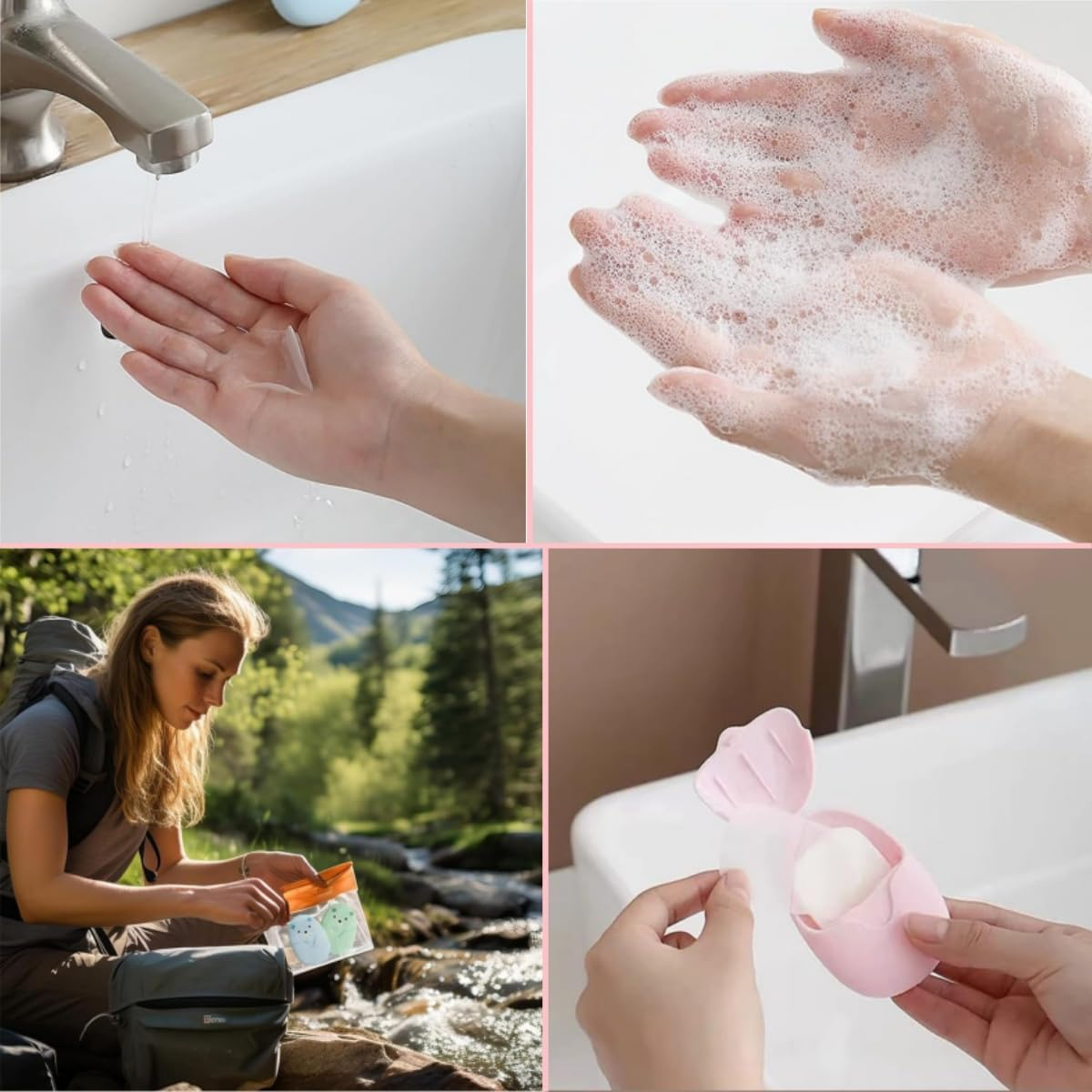 6 Pack(300 Sheets) Soap Sheets for Hand Washing,Portable Travel Soap Paper Sheets,Foams When in Contact with Water,Mini Portable Soap Paper,Suitable for Outdoor Travel,Picnics,Hiking,And Camping image number 2