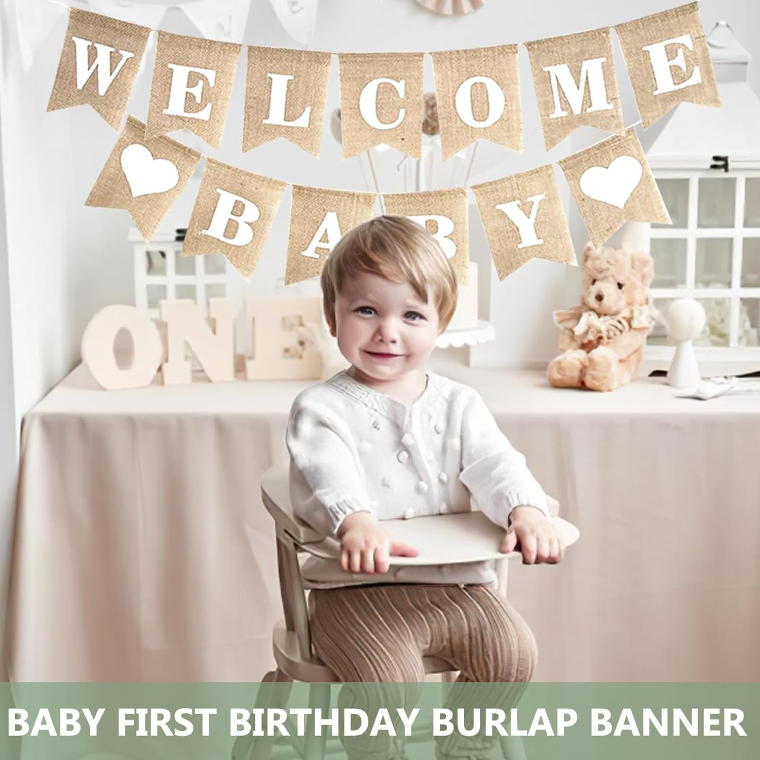 Welcome Baby Burlap Banner Flags Vintage Baby Shower Banner Rustic Baby Shower Banner Banners and Signs, Baby Shower Banner