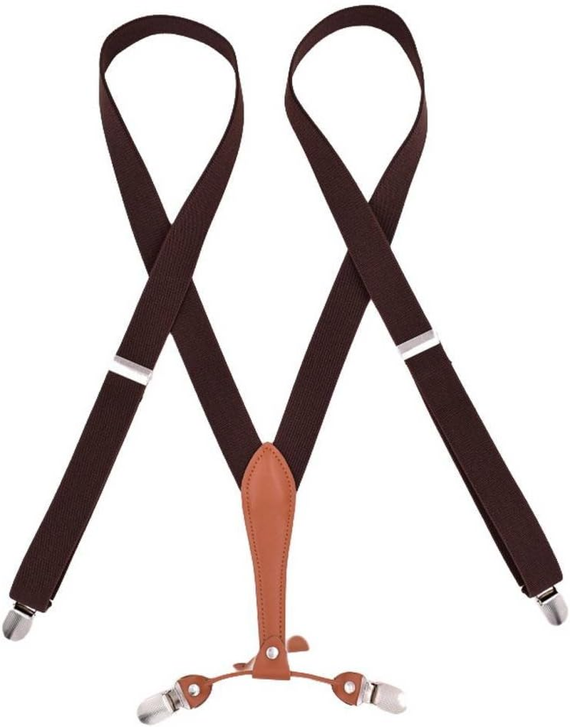 Bigood 25MM Adult Mens Lengthen Elastic Adjustable Braces Suspenders with 4 Clips