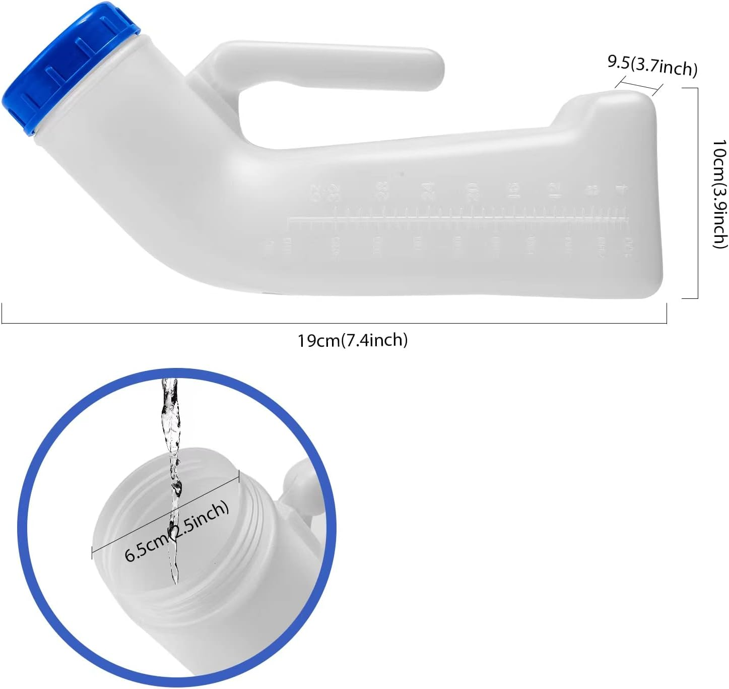 Urinals for Men 1Pk - Upgraded Thick Urine Bottles for Men with Spill/Leak Proof Screw-On Lids - 32Oz/1000Ml Portable Urinal image number 1