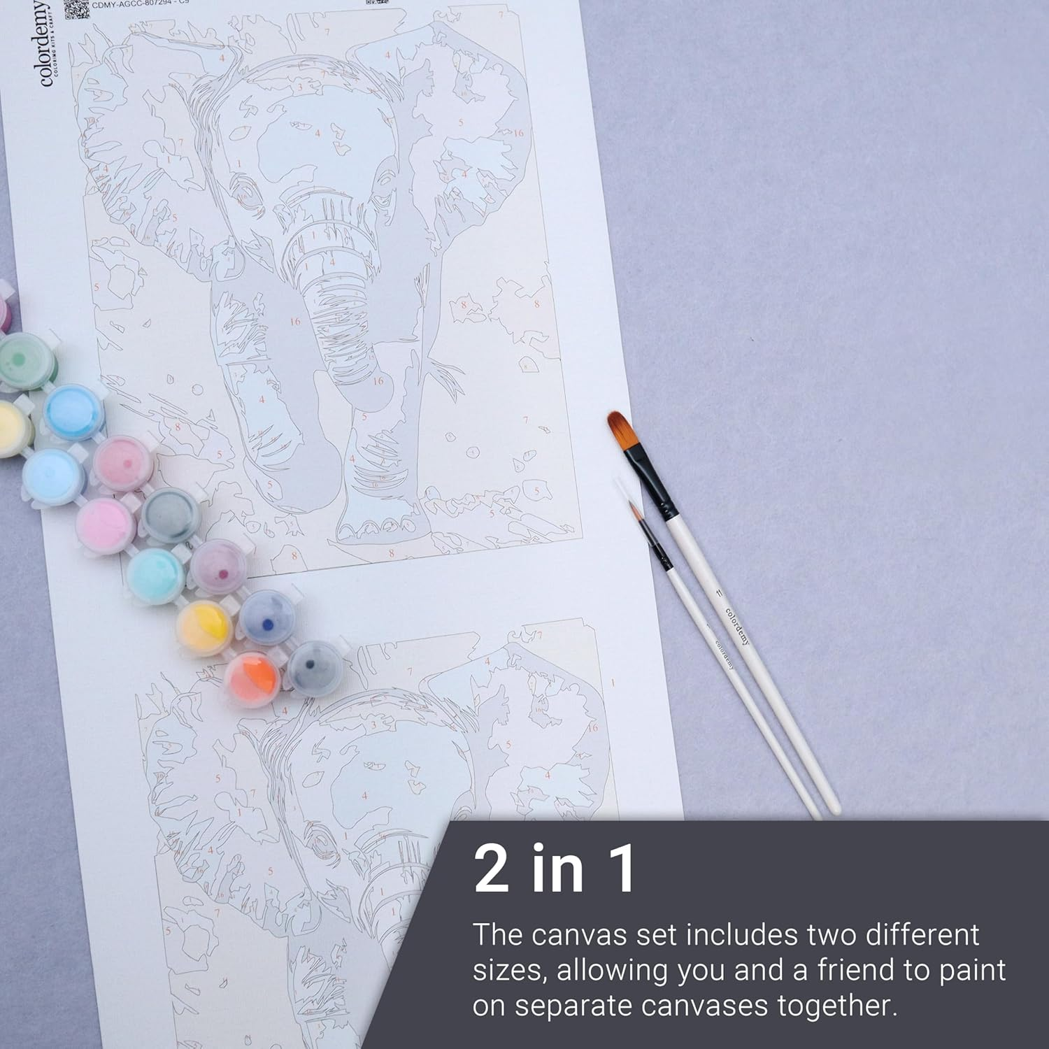 COLORDEMY 2-In-1 Paint by Numbers Kit - Rolled Canvases (20X25Cm & 20X20Cm), 16 Colours, Brushes & Paints Included - Fun for Adults & Kids, Perfect for Parties or Group Painting (Giraffe Design) - Ladybug image number 2