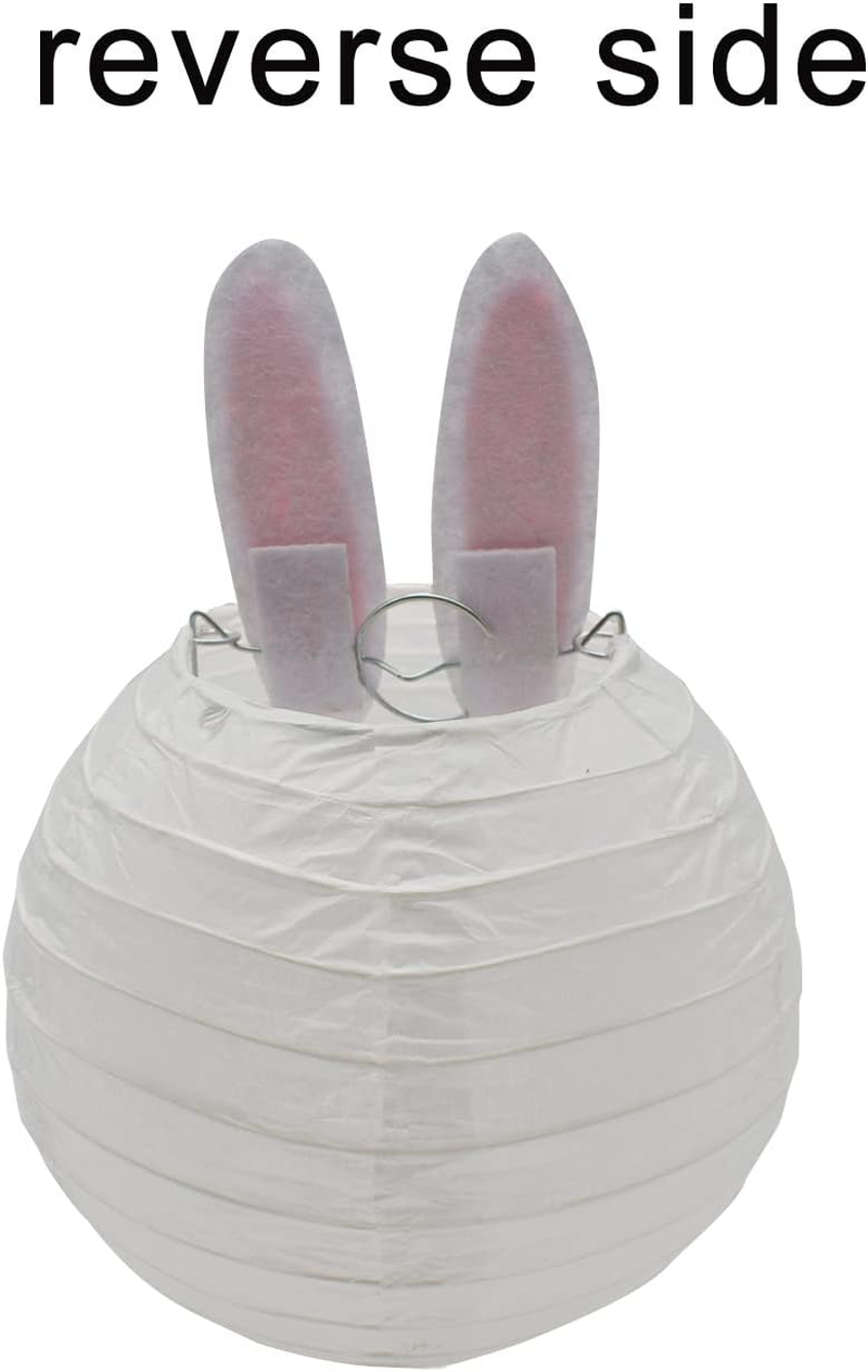 3Pcs Easter Bunny Paper Lantern Cute Rabbit Shaped Hanging Decor 5.83Inch Reusable round Craft Lantern for DIY Party Yard Garden Birthday Celebration image number 3