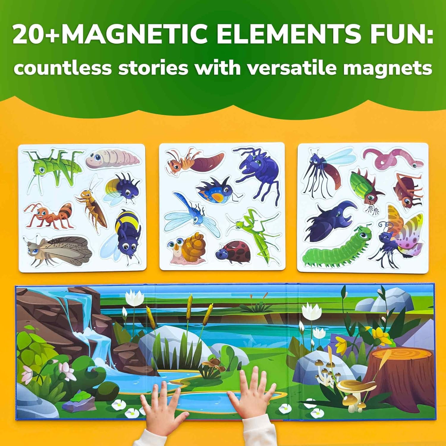 QUOKKA Travel Magnetic Puzzles for Toddlers 1-3 &ndash; 20+Pcs Bugs Game with Extra-Long Play Book &ndash; Fun Travel Game Toy for Kids Ages 3-5 &ndash; Strong Magnets for Car Activities &ndash; Fun Toddler Puzzle Ages 2-4 - Bugs image number 3