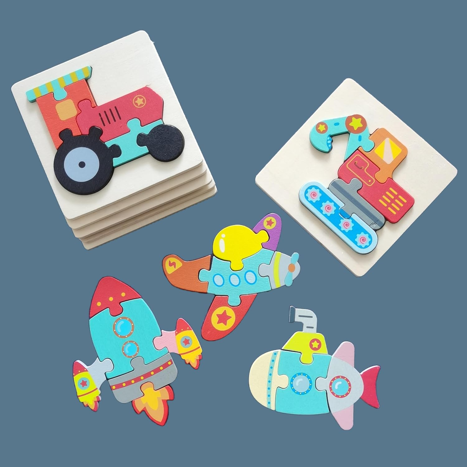 Toddler Puzzles, Set of 6, Wooden Jigsaw Puzzles for 1 2 3 Year Old Baby Boys or Girls,Toddlers Gifts, Preschool Learning Educational Toys [ Colors & Shapes Cognitive Skill ] image number 6