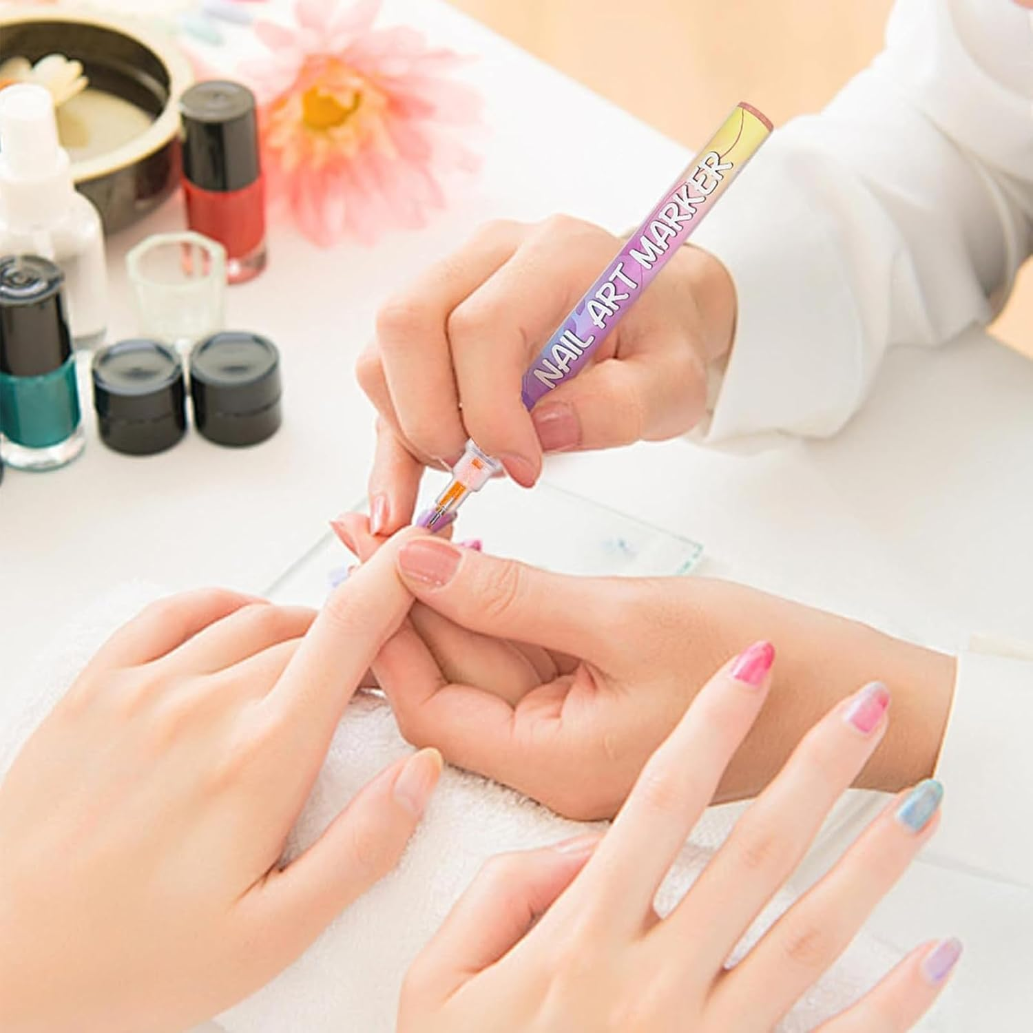 12 Colors Nail Art Pens Set, Nail Art Markers for Gel Nails, Quick Dry Nail Polish Pens for Nail Acrylic Paint Pens Nail Markers for Nail Design Kit Home Nail Salon DIY image number 5