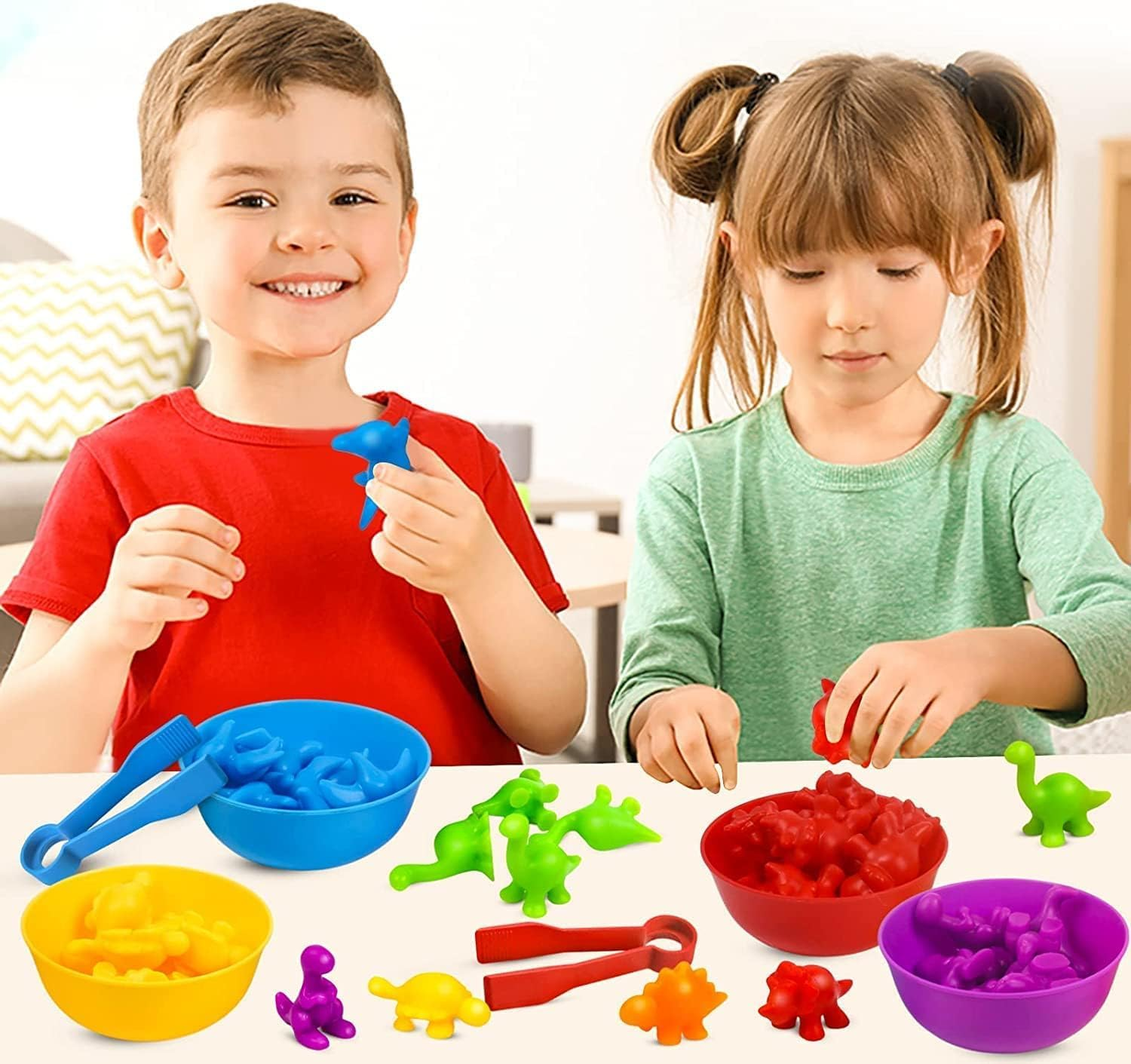Color Sorting and Counting Dinosaurs Toys for Toddlers 3 5 4 Years Old Preschool Matching Learning Educational Game Montessori Sensory (Dinosaurs)