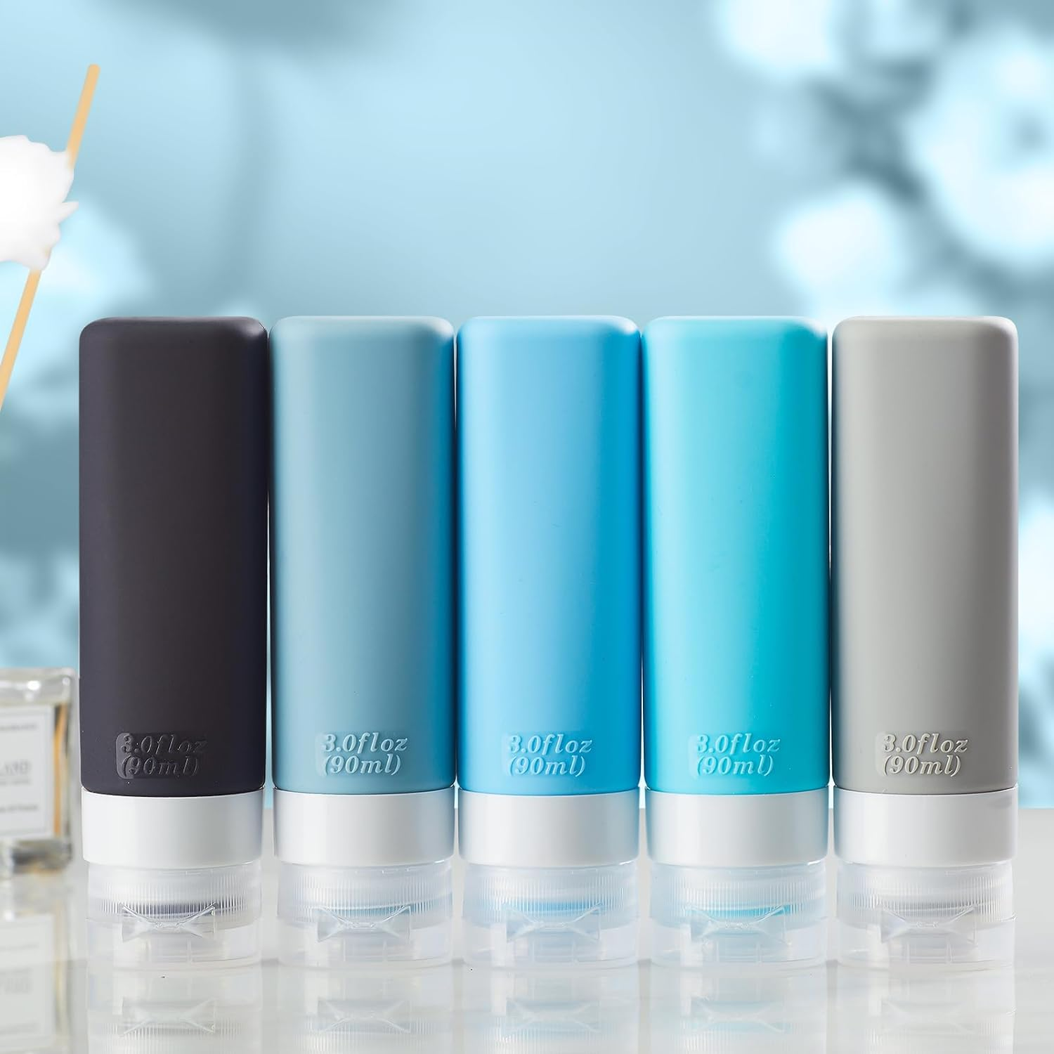 INSFIT Travel Bottles for Toiletries, TSA Approved 90Ml Travel Size Containers, BPA Free Leak Proof Squeezable Silicone Tubes for Shampoo Conditioner Lotion Soap with Labels