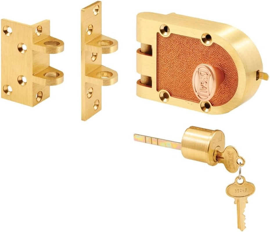 Prime-Line Products SE 15361 SEGAL Deadbolt, Solid Bronze Alloy, Brushed Brass, Angle & Flat Strike, Single Cylinder image number 2