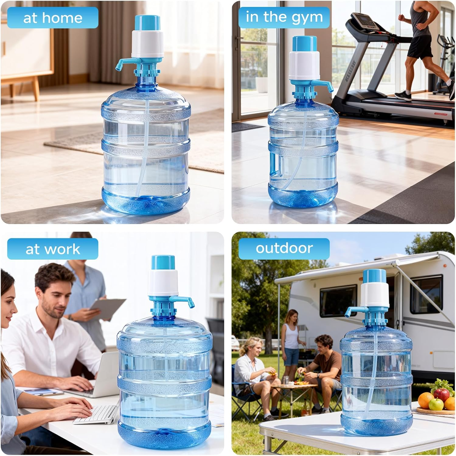 Water Bottles Dispenser Blue Manual Hand Pressure Drinking Fountain Pressure Water Press Pump image number 3