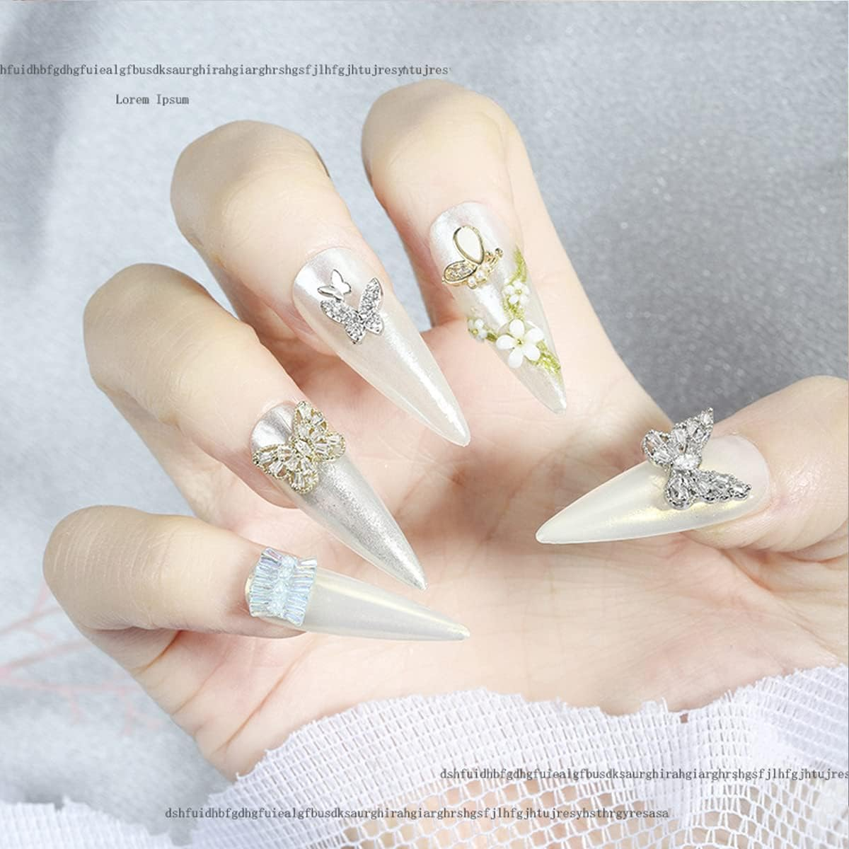 Butterfly Nail Charms,22Pcs Mixed 3D Metal Butterfly Nail Rhinestones Charms,Shiny Nail Gems Jewels Studs for Nail Art Design Decorations DIY Crafts Gold Silver image number 3