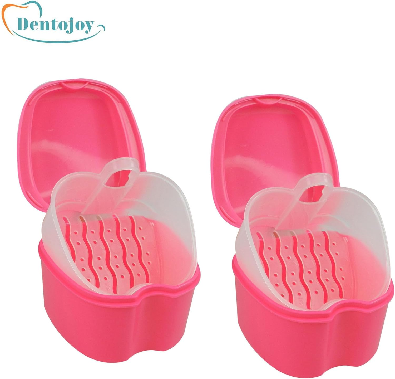 Denture Box in Pink Color - Dental Orthodontic Retainer Case | Teeth Storage Box, Denture Storage Case Fake Tooth Holder with Strainer (2) image number 3
