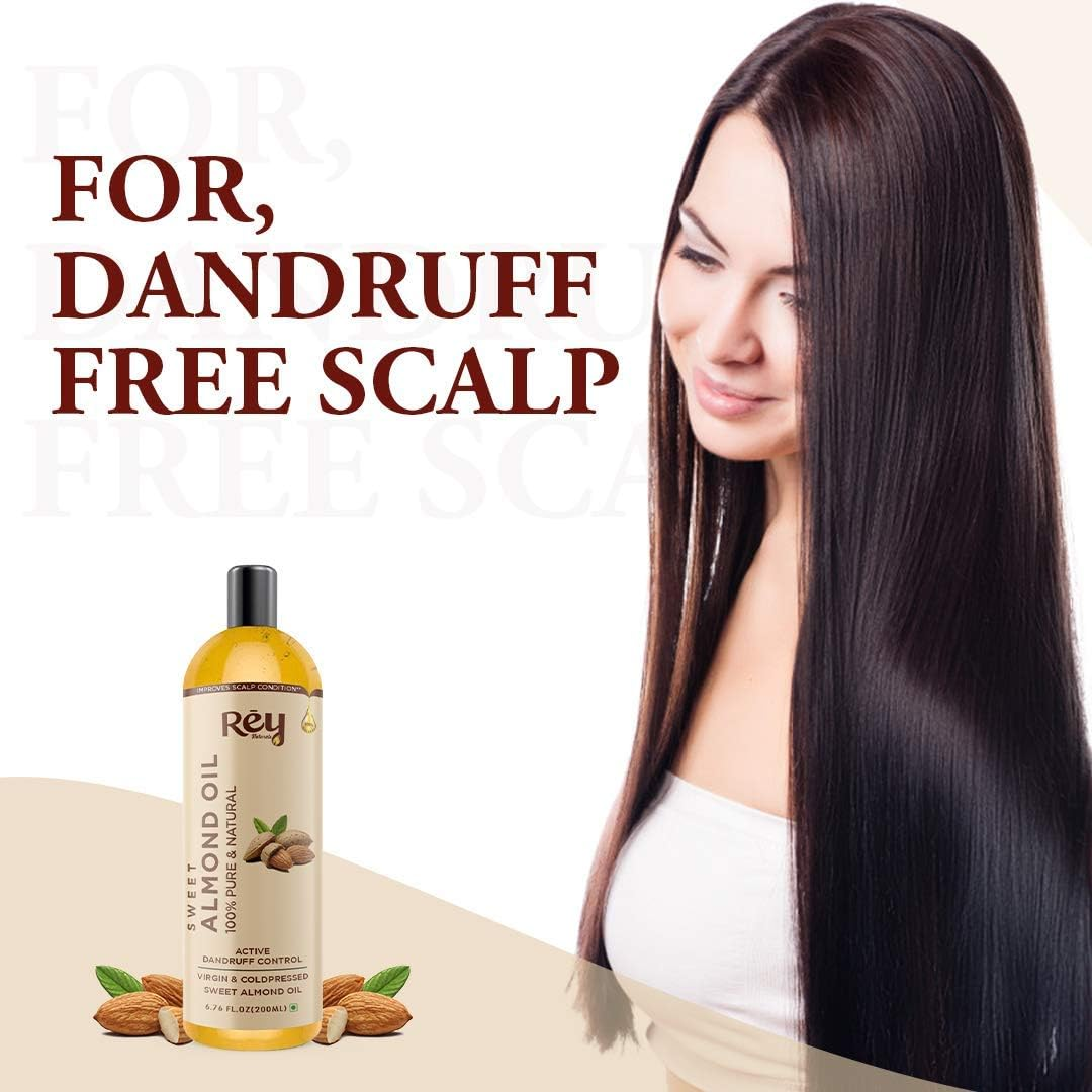 Rey Naturals Cold Pressed Castor Oil & Sweet Almond Oil - for Hair & Skin - 200Ml + 200Ml image number 3