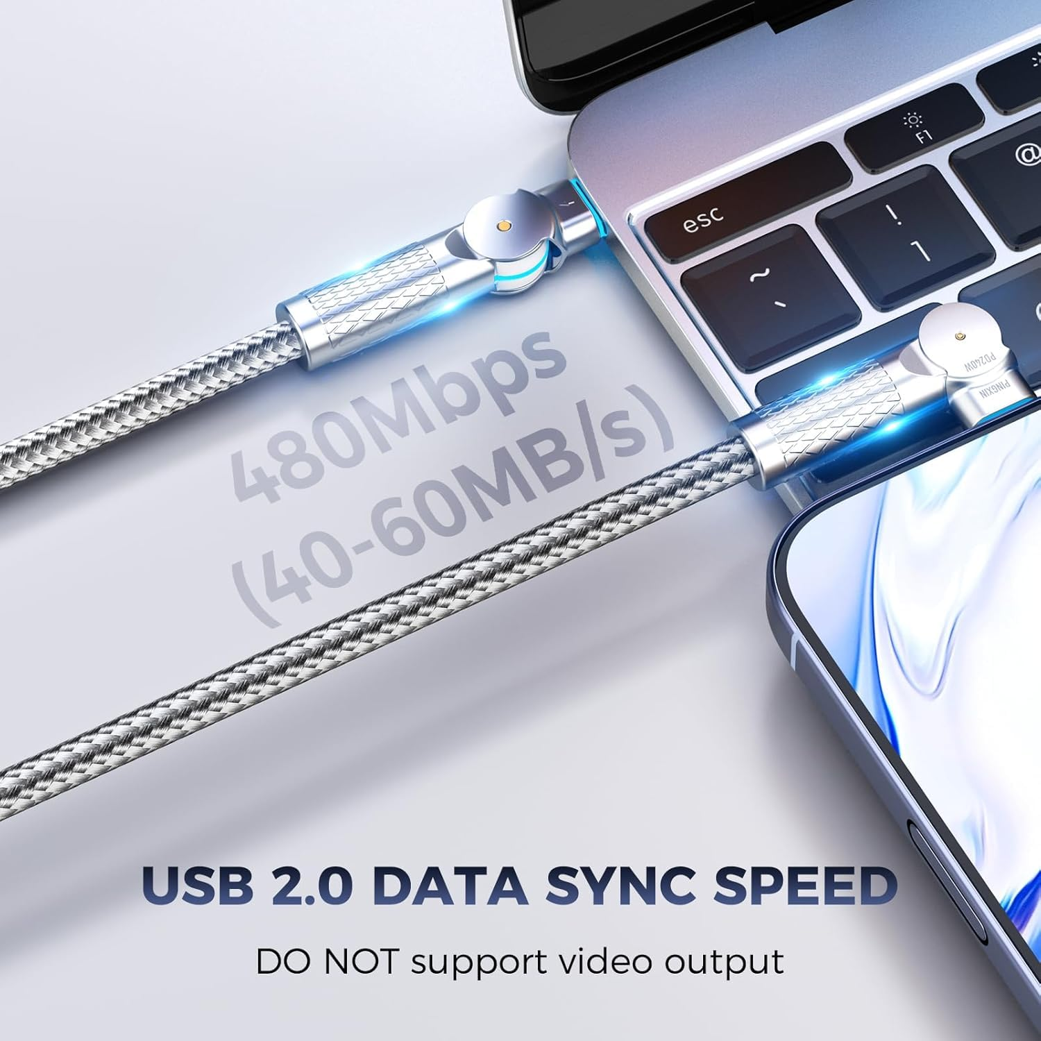 2Pack 240W USB-C to USB-C Cable 6.6Ft/2M, Braided Fast Charging & Data Sync Cable with 180&deg; Rotatable Heads & LED Indicator, Compatible with Iphone 16 Series, Galaxy S24/S23, Pad Pro, Mac Book, Pixel image number 2