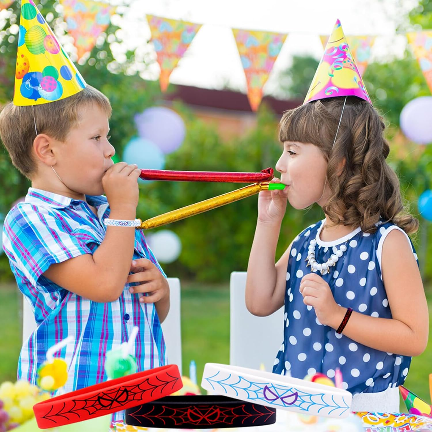 Yisncka 24Pcs Spider Silicone Wristbands Bracelets Hero Spider Party Decorations Supplies for Spider Theme Boys Girl Birthday Party Favors