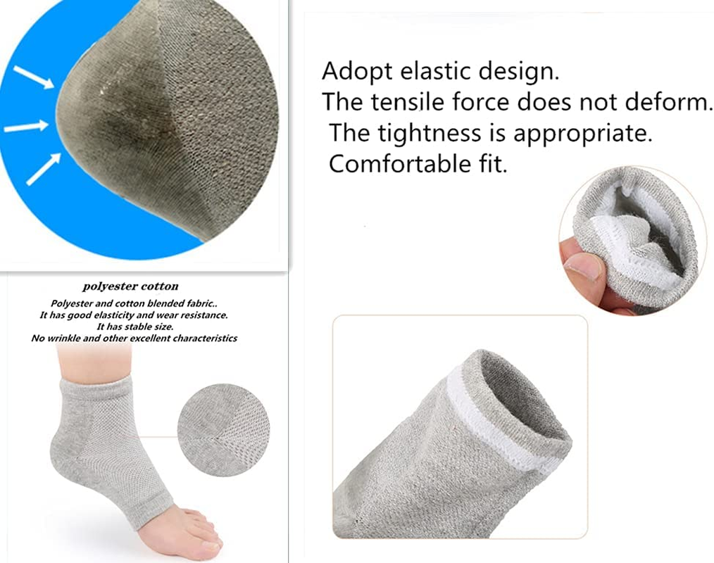 Heel Moisturizing Socks for Cracked Heel Treatmentstop Cracked Heels in Their Tracks Plantar Fasciitis Insert Pad Gel Heel Cushion Silica （ 2 Pairs） image number 3