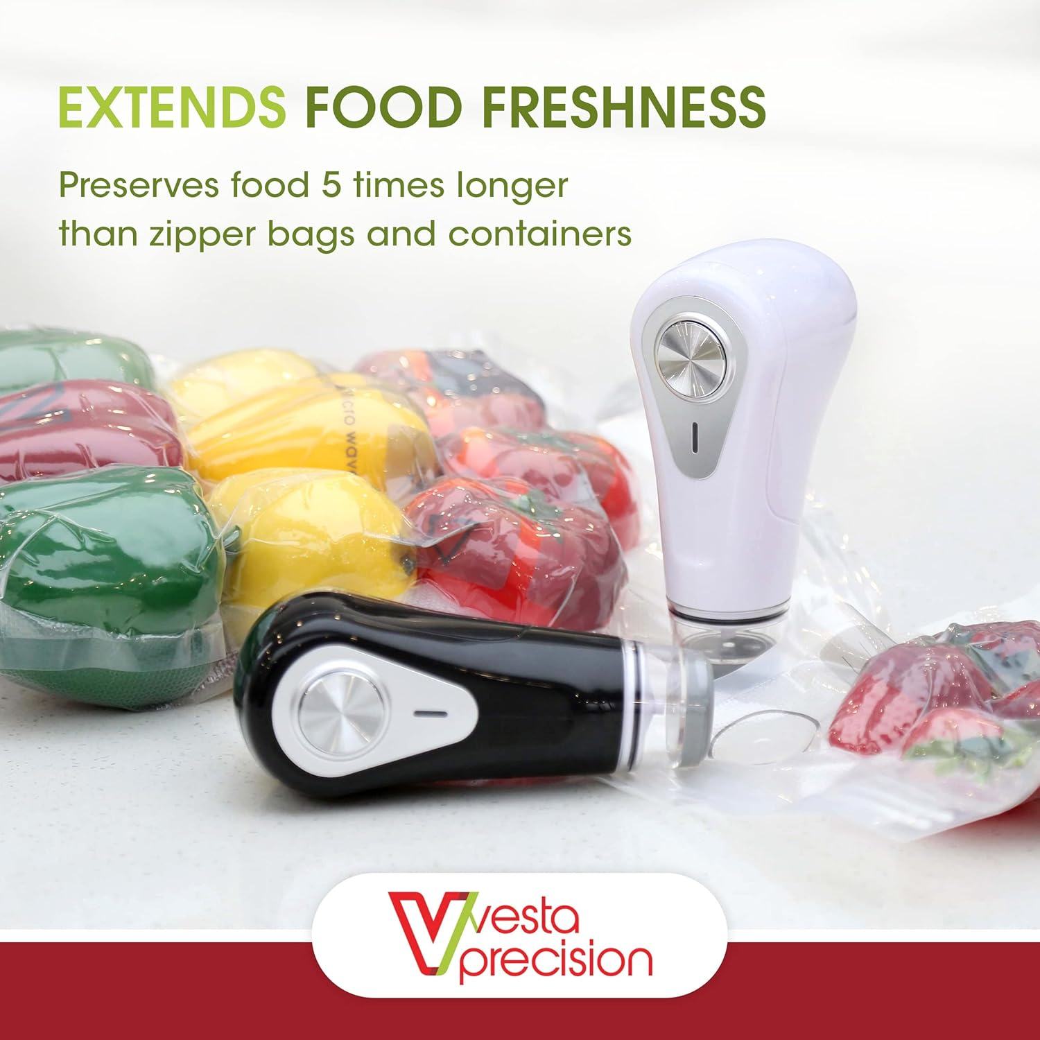 Vacuum Sealer by Vesta Precision - Handheld Vac 'N Seal | Extends Food Freshness | Fast and Powerful Vacuum | Compact Design | Long Battery Life | Works with Vacuum Bags, Bottles and Canisters image number 2