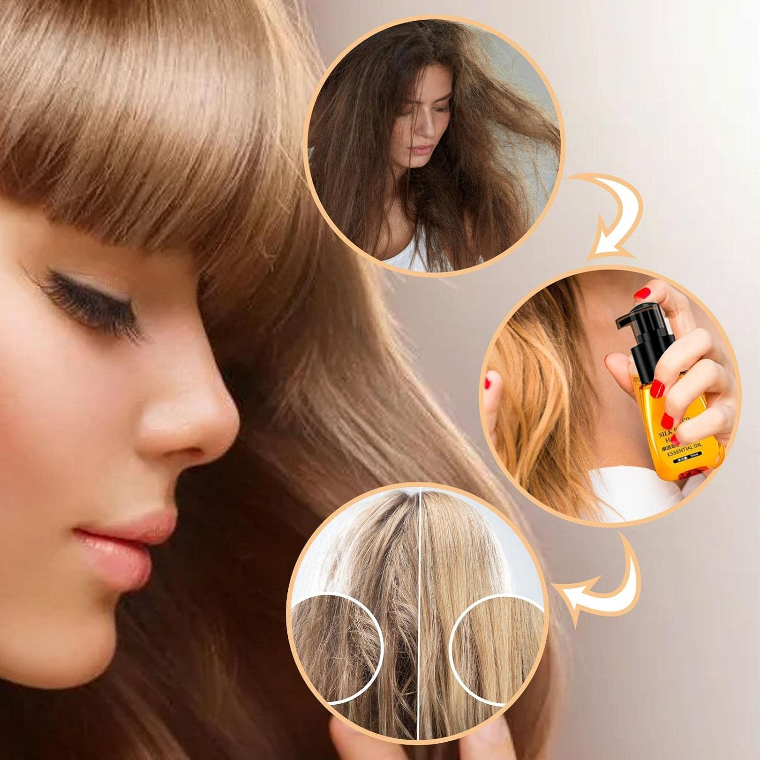 Argan Oil Hair Serums, Hydrating Argan Anti-Frizz Hair Serums Moisturizer, Daily Hair Oil for Softer, Smoother Hair Controls Frizz & Repairs Damaged Hair Heat Protection Dobooo image number 3