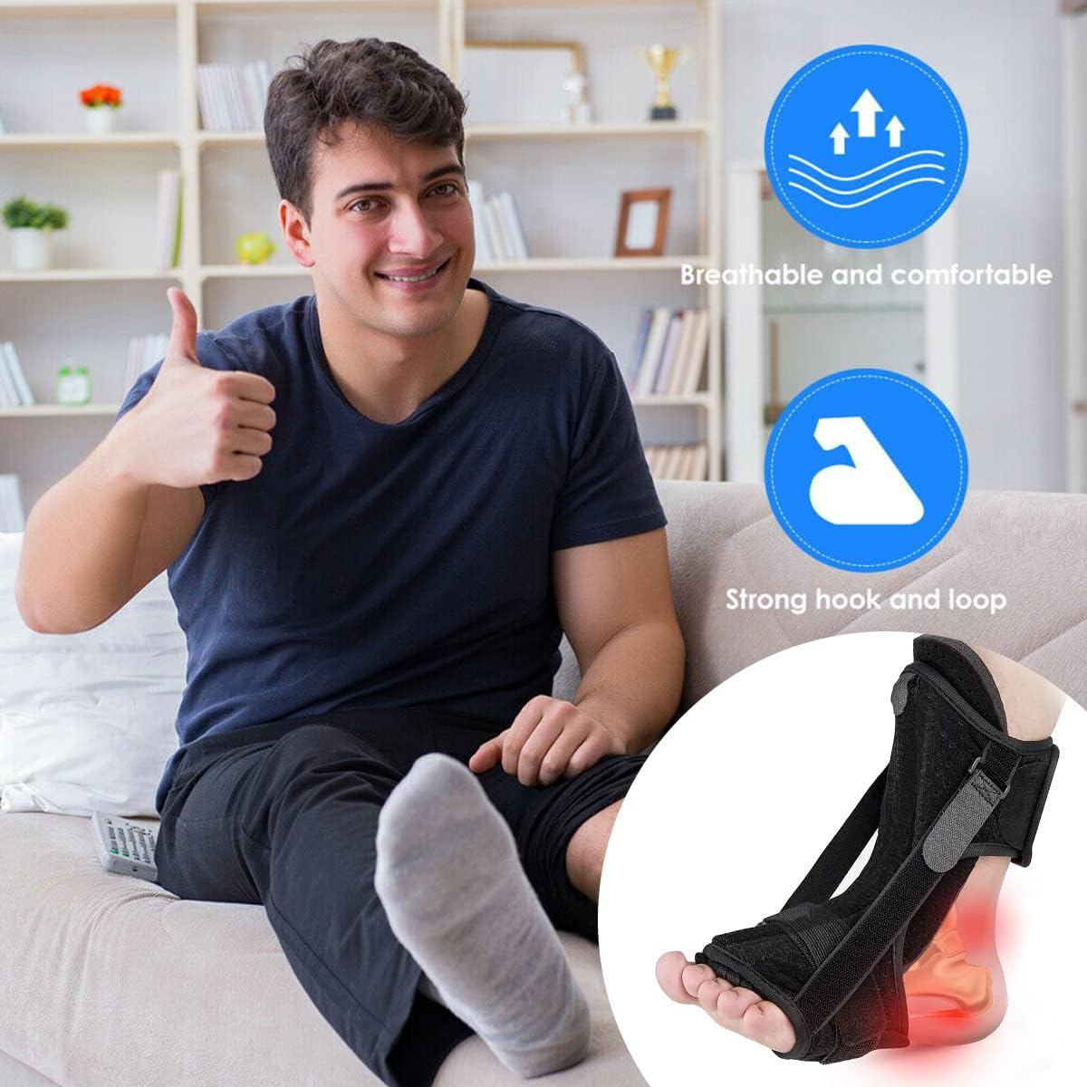 Plantar Fasciitis Night Splint Foot Drop Orthotic Brace Night Time Ankle Splint for Plantar Fasciitis Relieve Foot Pain Foot Brace Leg Support for Unisex for Plantar Fasciitis image number 5