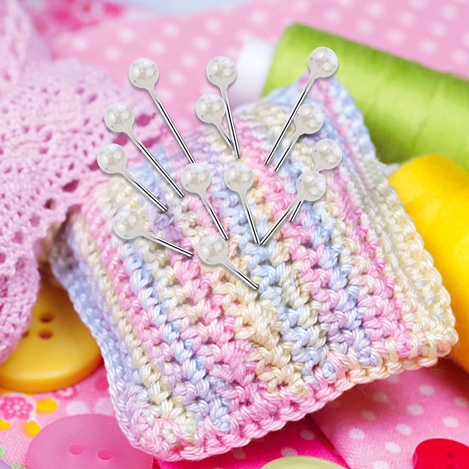 480 Pcs White Pearlized Ball Head Pins White Pearl Straight Pins Sewing Pin Decorative Pearl Head Dressmaking Pins for DIY Sewing Crafts Jewelry Making Weddings Corsage Florists Decoration image number 3