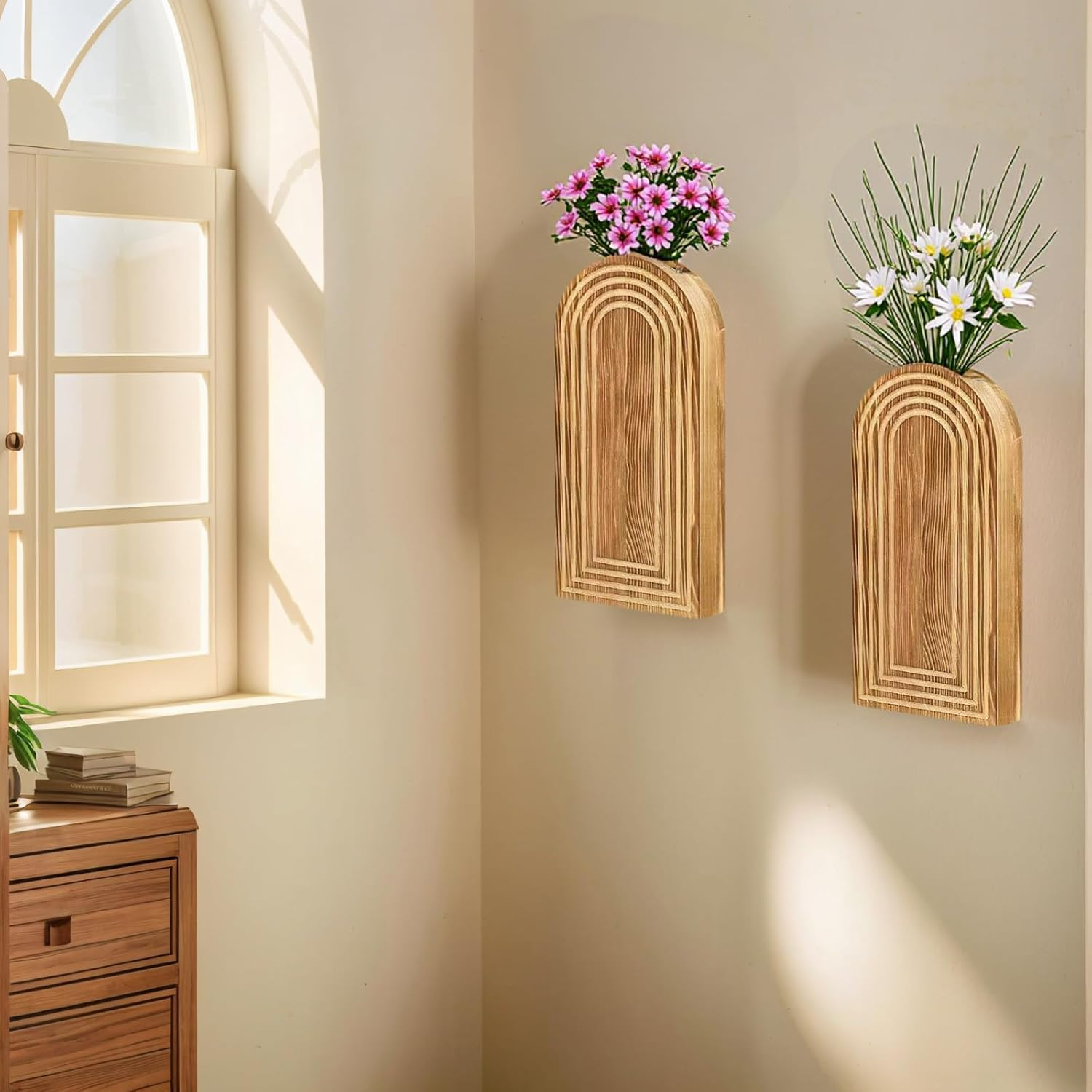 YOJAWE 2PCS Boho Vase &ndash; Elegant Wall Decor for Bathroom, Living Room image number 2