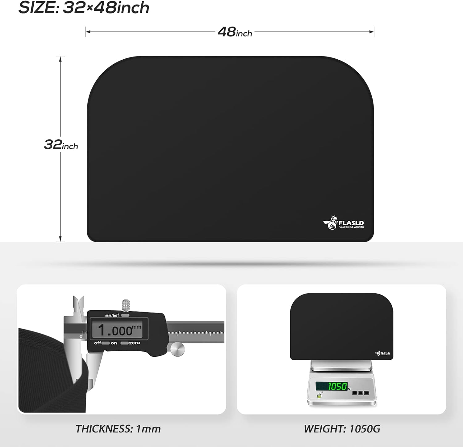 FLASLD Fireplace Blanket Stove Mat, 32&times;48 Inch Grill Mat under Desk, Double-Sided Fireproof Fireplace Mats for Fire Pit, Grill Pad for Outdoor Grill, Fireplace, Stove, Smokers, BBQ image number 3