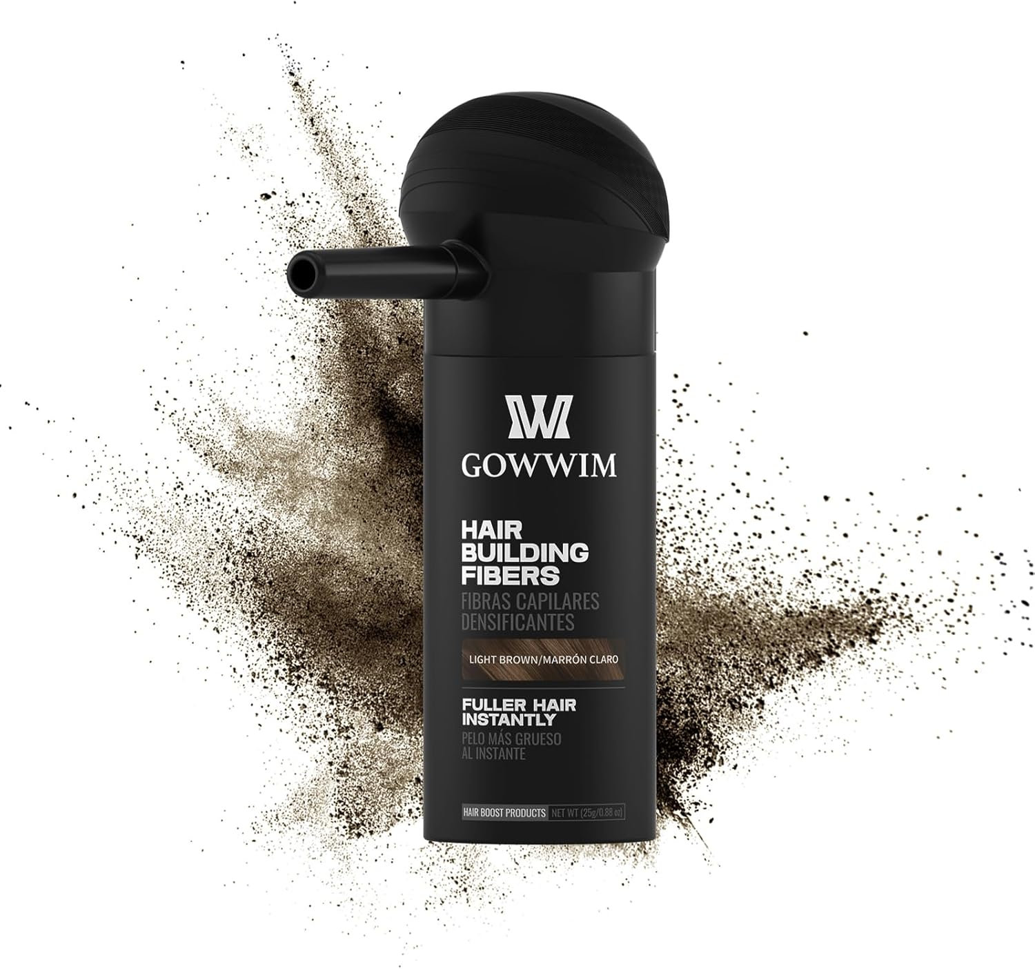 Gowwim Hair Thickening Fibers Best 2-In-1 Kit Set,Keratin Hair Building Fibers & Spray Application Atomizador Pump Nozzle & Hair Fiber Lock Hold Spray,Instantly Cover Sparse Hair Areas (Mid Brown)