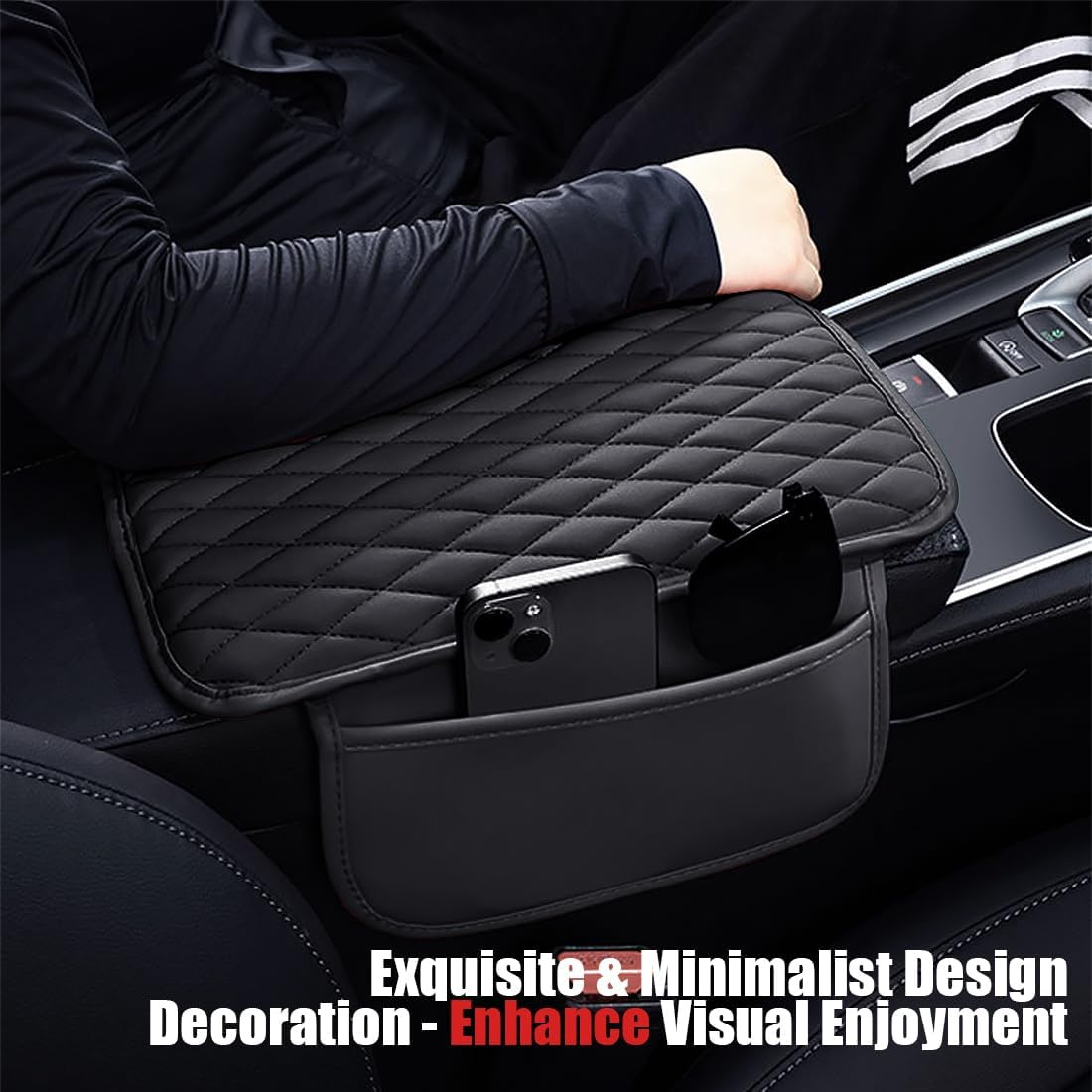 Ladies Car Steering Wheel Cover with Diamond Lattice Girly Classy Fashion Collection Car Steering Wheel Cover with Crown and Diamonds (Queen ONLY) (Armrest Cover)