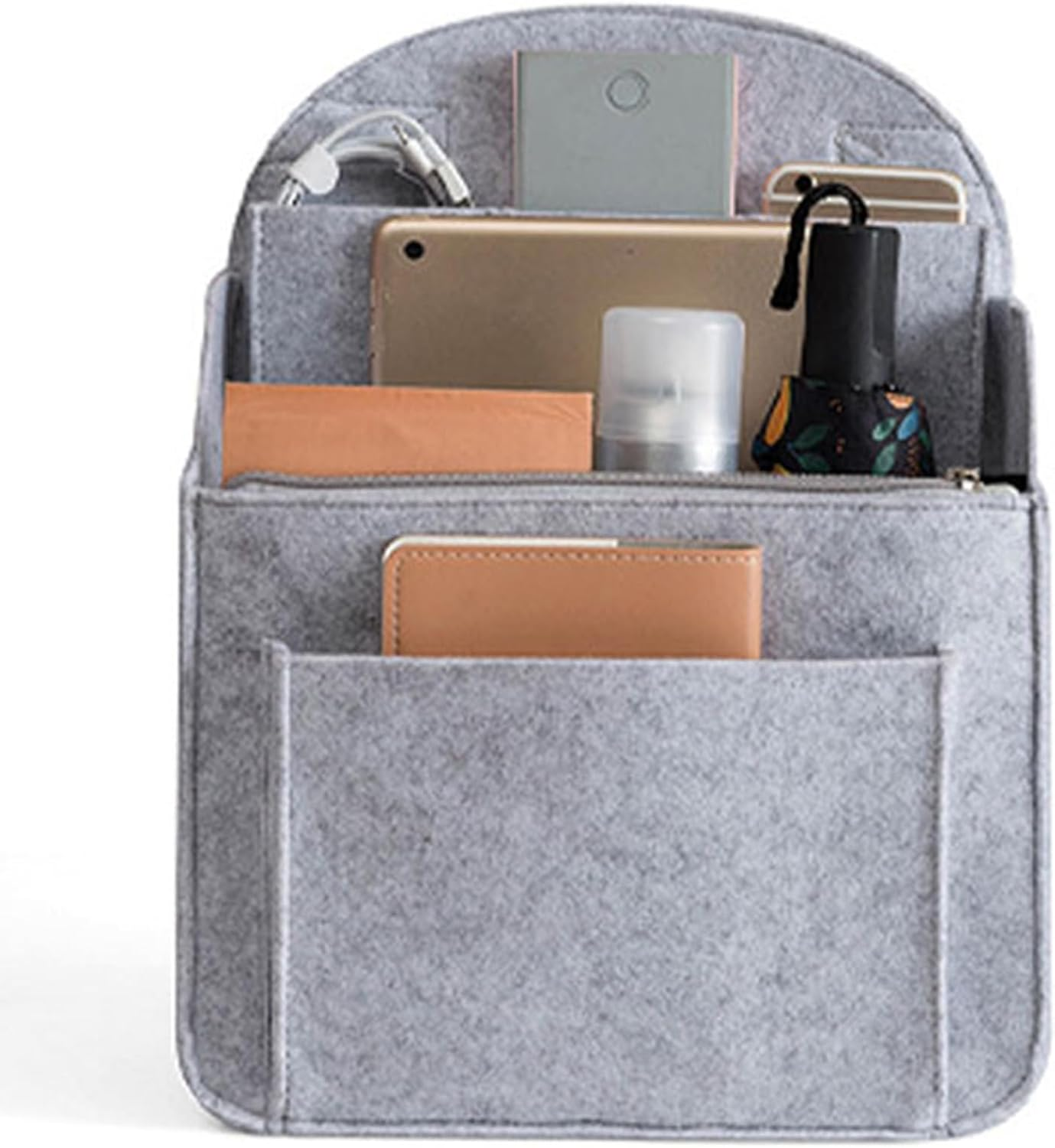 [Xinsheinelry] Rucksack Women Purse Insert Bag Organizer Backpack Small Divider Shoulder Handbag Large Felt Pocket Travel Backpack Organizer, Gray (Light Gray), 大きい image number 1