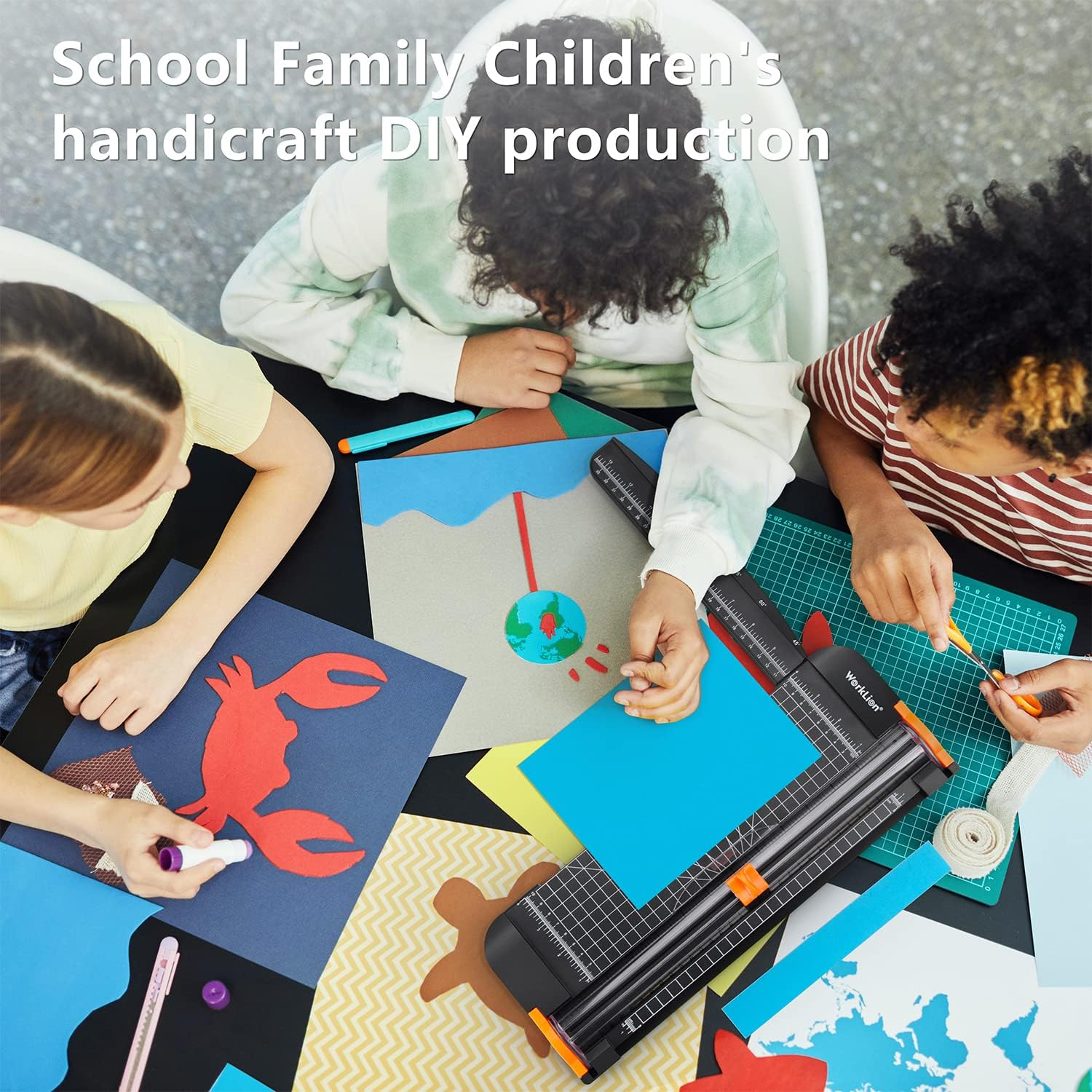 Worklion Paper Cutter, Paper Trimmer Scrapbooking Tool with Security Safeguard for A3 A4 A5 Craft Paper, Coupon, Label and Cardstock, 12 Sheets Capacity(Black) image number 5