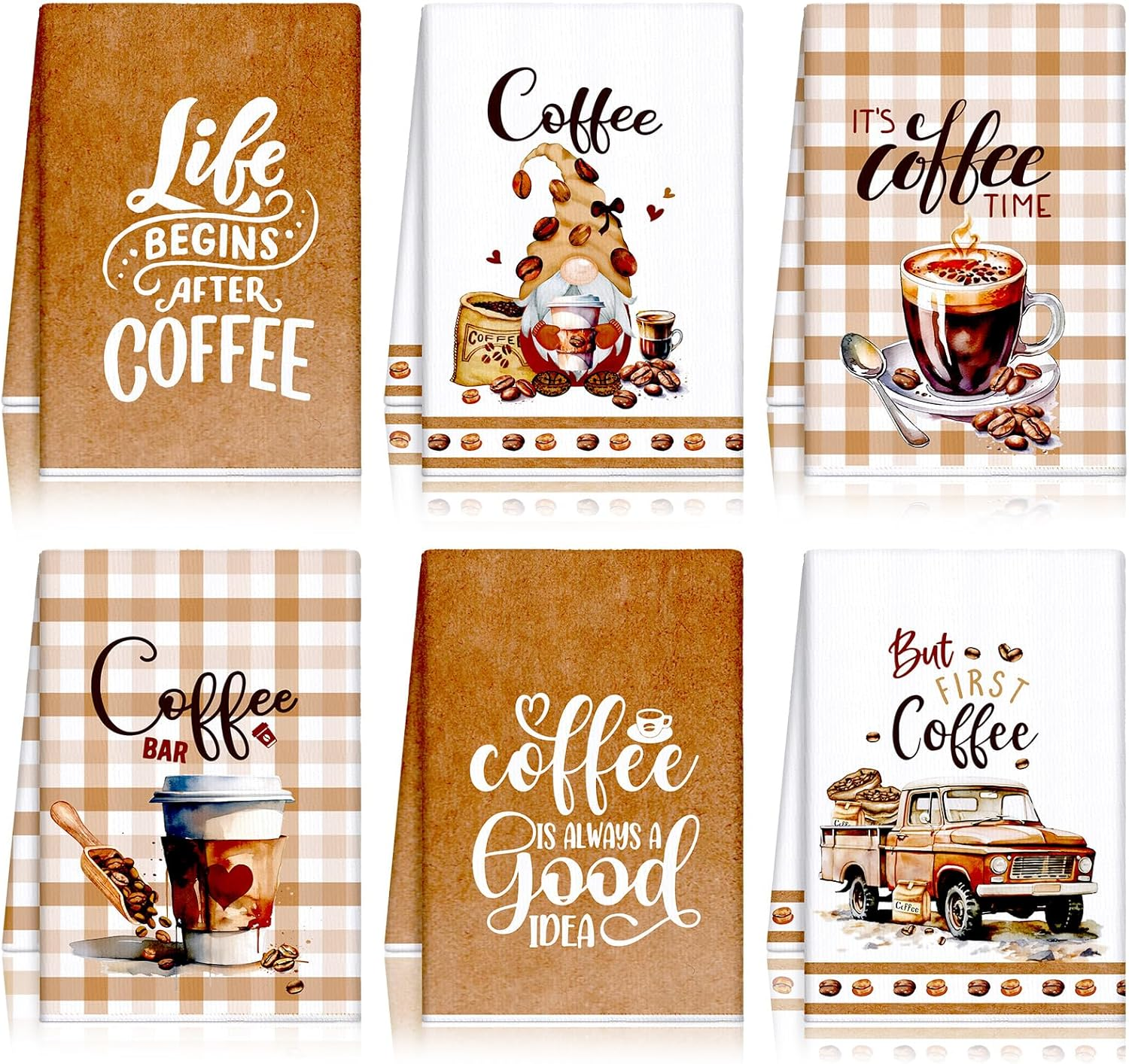 Vitalcozy 6 Pcs Funny Kitchen Towel Set Funny Housewife Dish Towel Farmhouse Rustic Bath Hand Towel for Holiday Christmas Bathroom Gift, 24 X 16 Inches