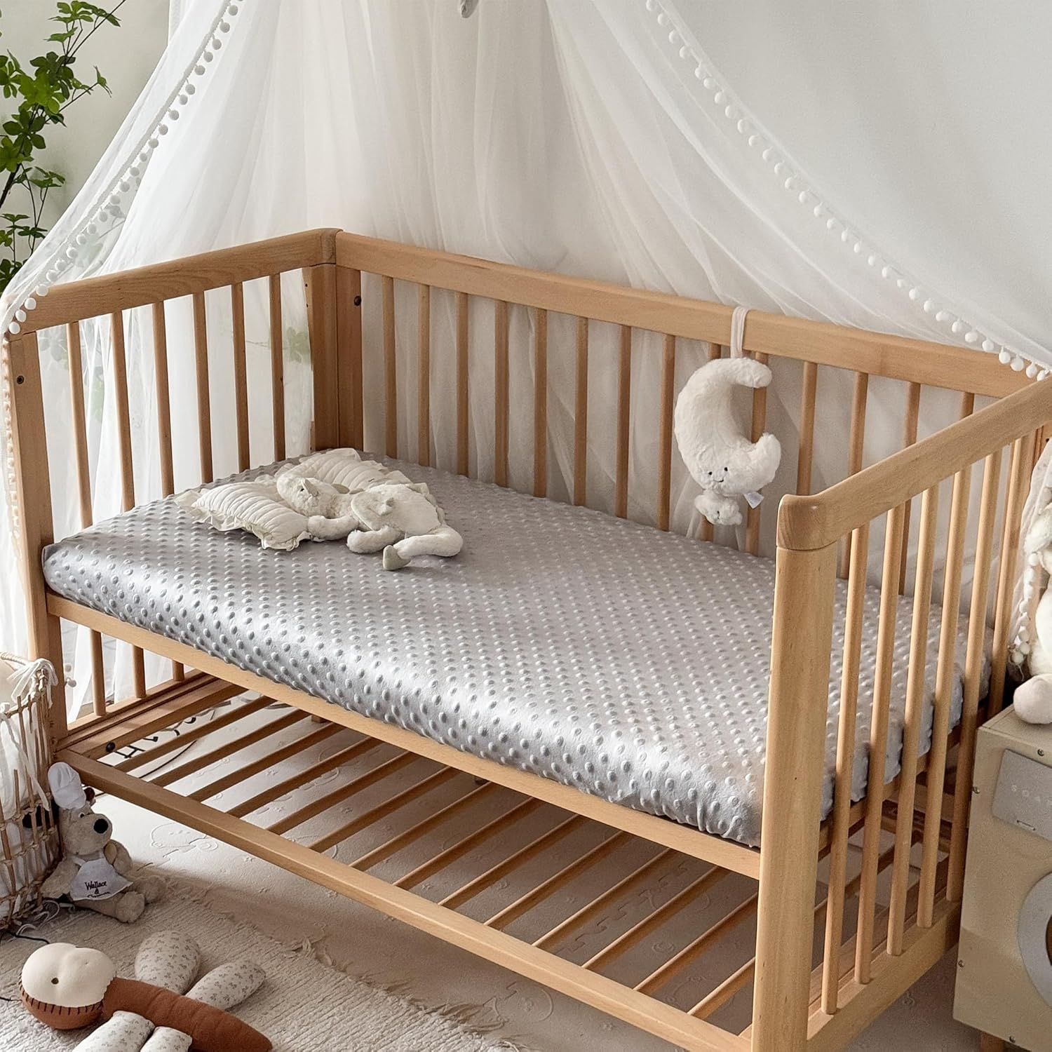 La&Sheer Baby Plush Crib Sheets for Boys Girls, Luxury Ultra Soft Fluffy Crib Sheet for Standard Crib Mattress(28"X 52"), Fuzzy Fitted Crib Mattress Sheet(Gray)