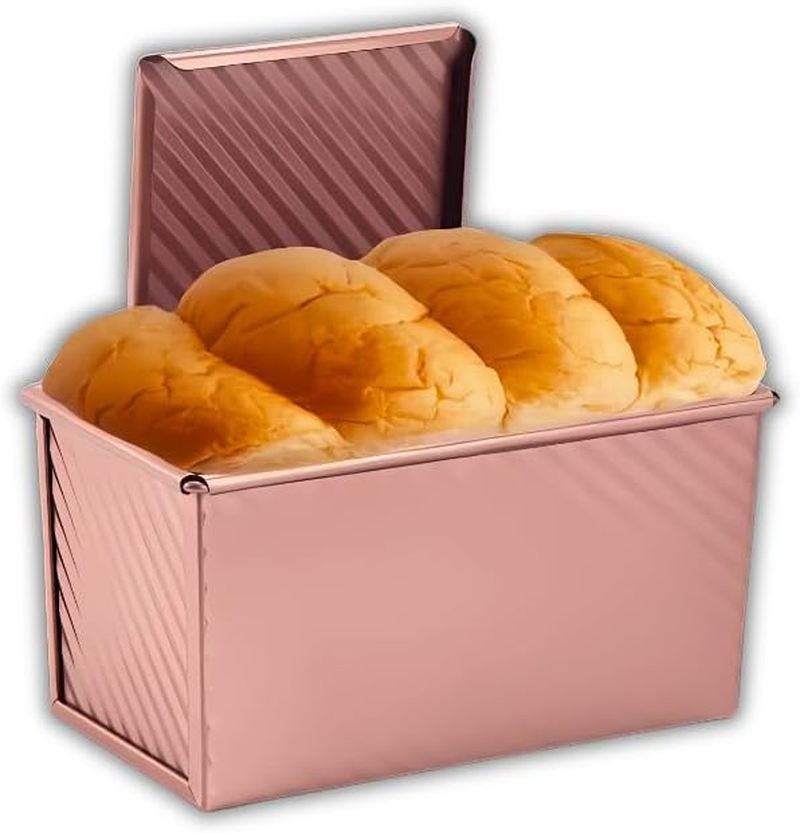 FIDZ PAN Pullman Loaf Pan with Lid, 1 Lb Dough Capacity Non-Stick Bread Pan for Baking Bread, Carbon Steel Corrugated Bread Toast Box Mold with Cover for Baking Bread, Gold image number 5
