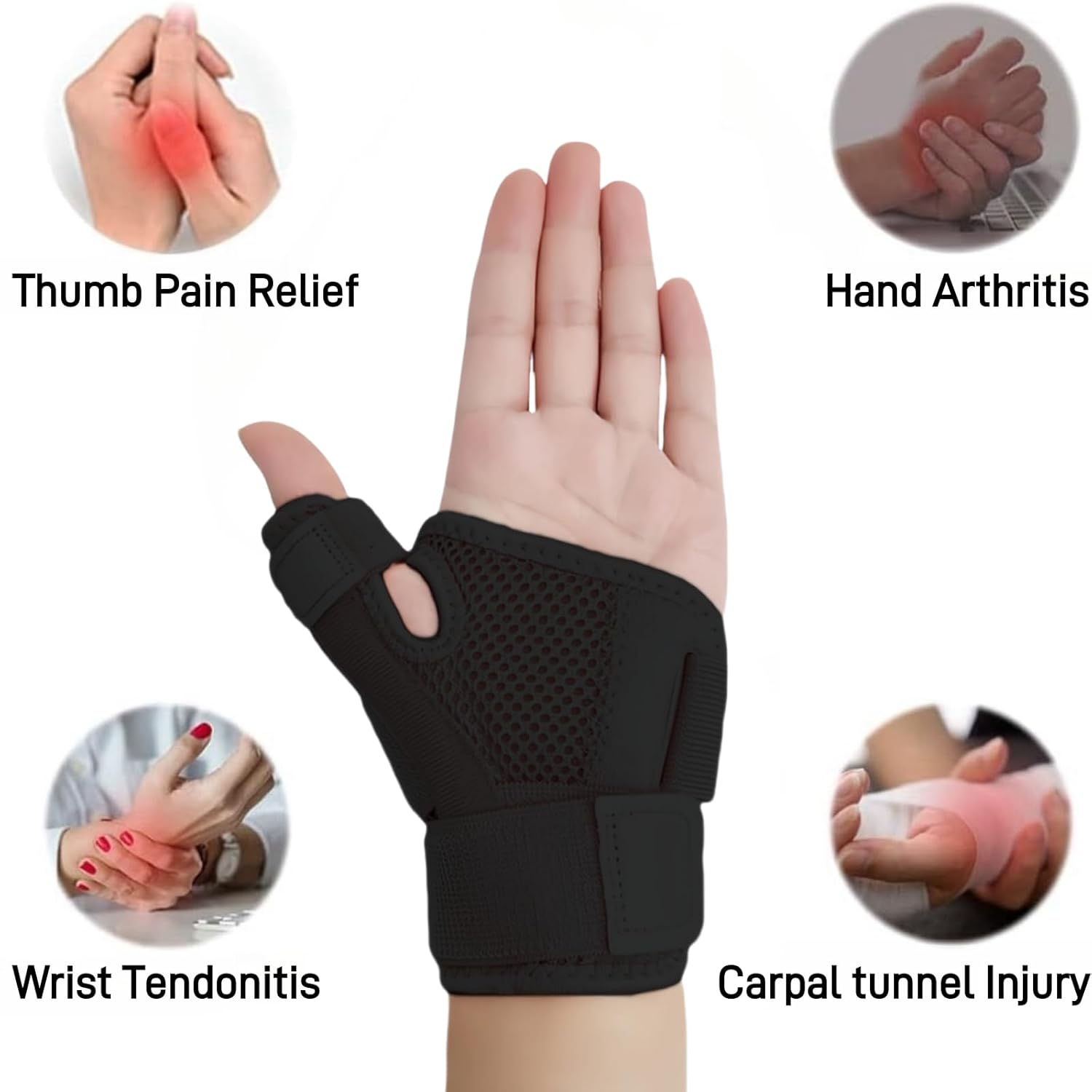 Wrist Brace,Agemin Adjustable Carpal Tunnel Wrist Brace for Fitness,Support Hands,And Relieve Tendonitis,Wrist Pain,Etc.Suitable for Both Left and Right Hands (Regular) image number 3