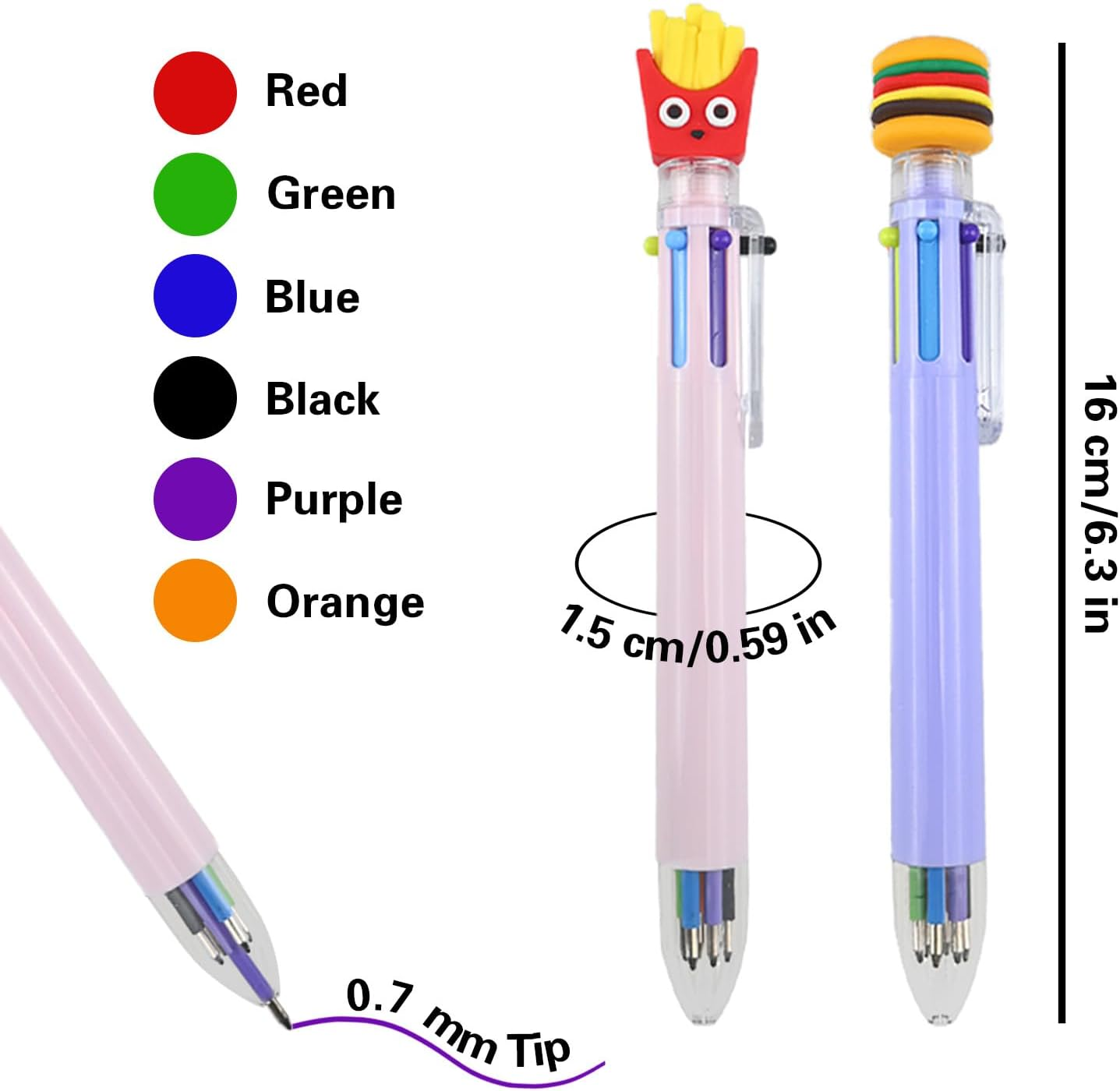6 PCS Multicolor Ballpoint Pens, 6-In-1 Retractable Gel Ink Pen, Cute Pens Multicolored for Kids Adult Students Writing Journaling, Colored Pens Fine Point for Nurse Planner Gifts Party Favor Gifts image number 4