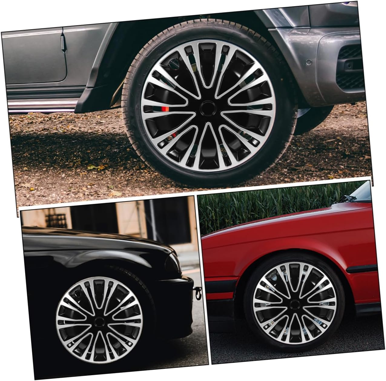 PRETYZOOM 12 Inch Decorative Wheel Hub Caps 2Pcs Silver Black Automotive Hub Covers Universal Fit Car Rims Accessories Suitable for All-Season Use image number 5