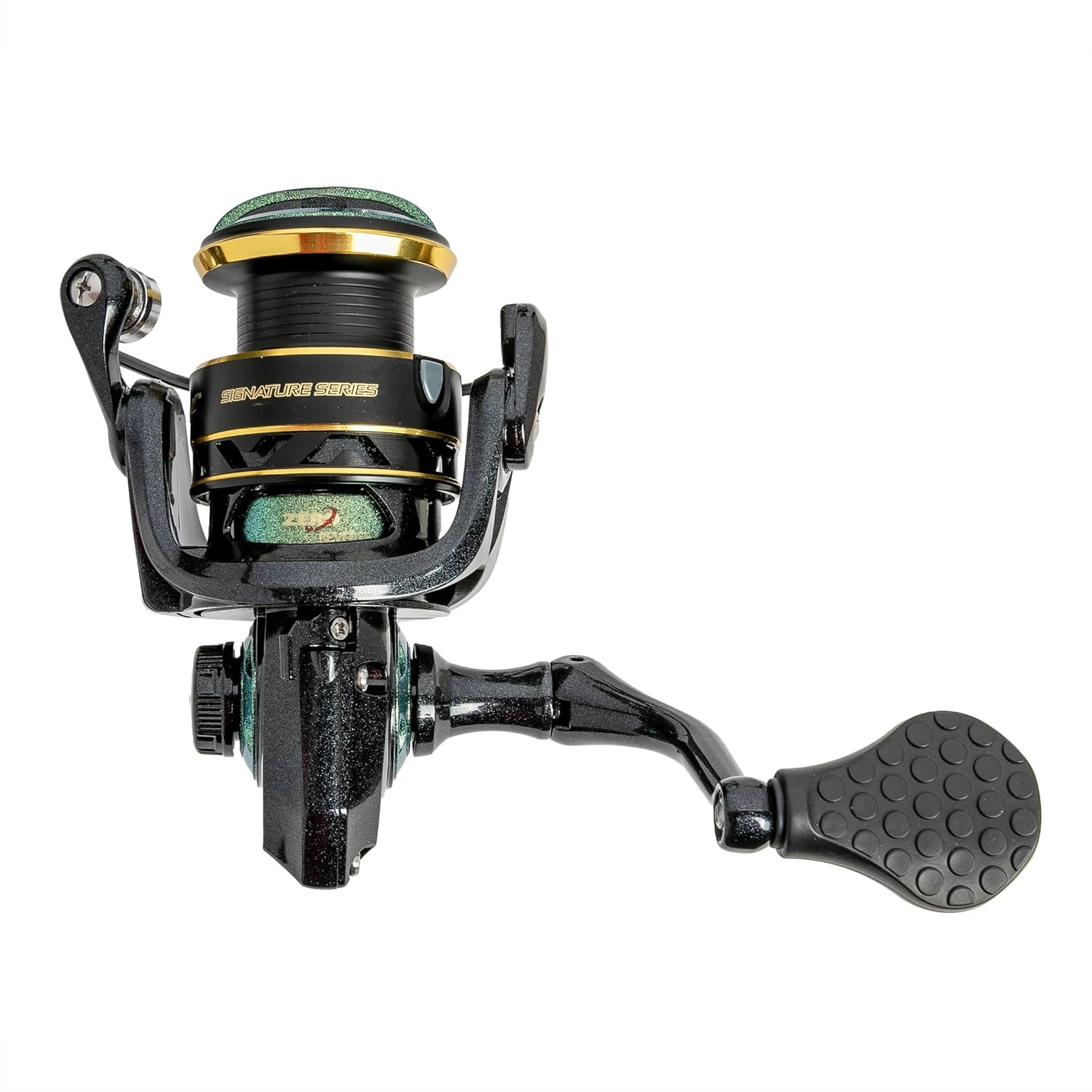 Lew&rsquo;S Wally Marshall Signature Series Spinning Fishing Reel, 5+1 Bearings, Graphite Frame and Rotor, Interchangeable Retrieve, Green/Gold