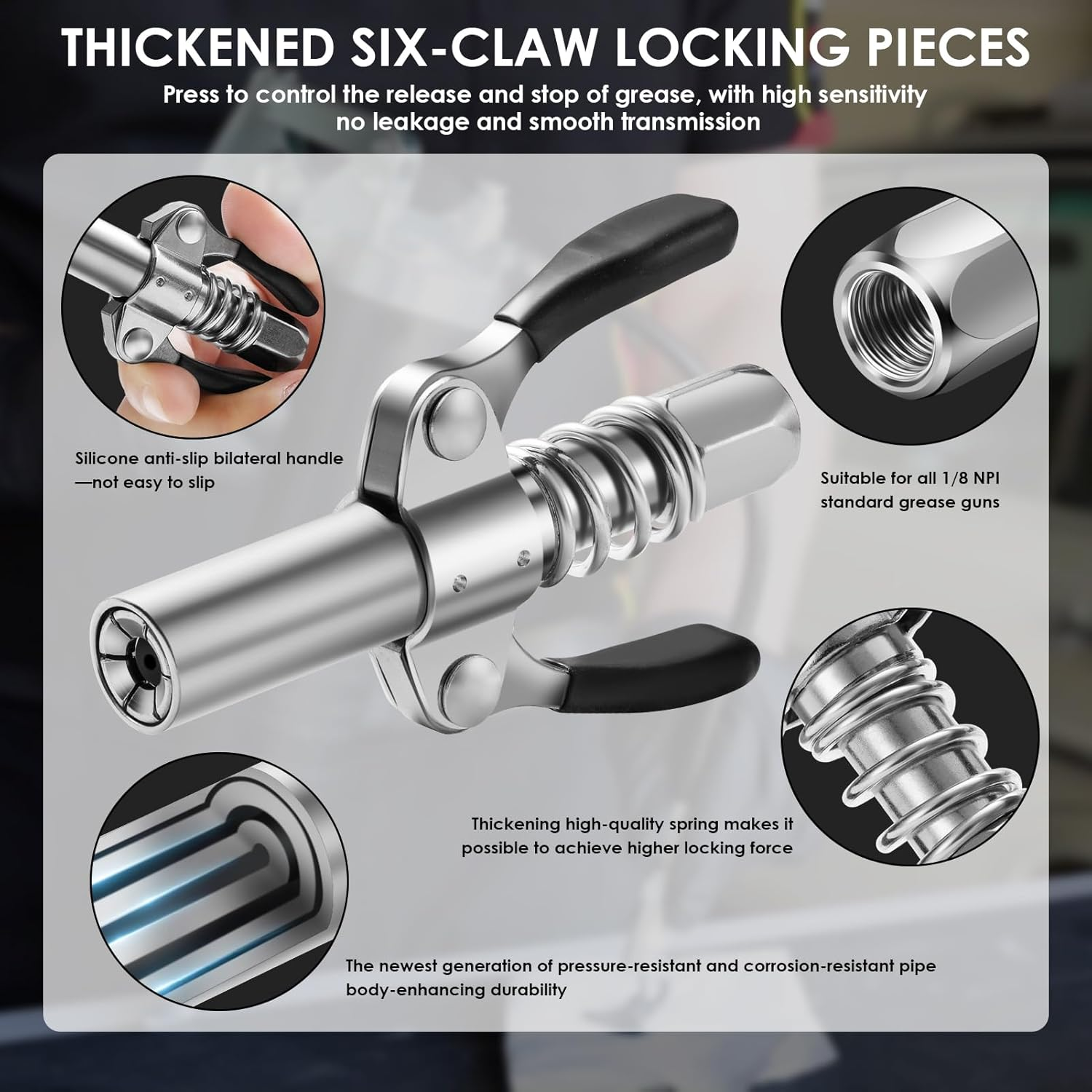 Electric Grease Gun Drill Adapter with 14 OZ Load, Locking Grease Gun Coupler, 12 Inch High Pressure Hose, Extension Rigid Pipe, Pneumatic Tool, Universal Conversion Gun Head