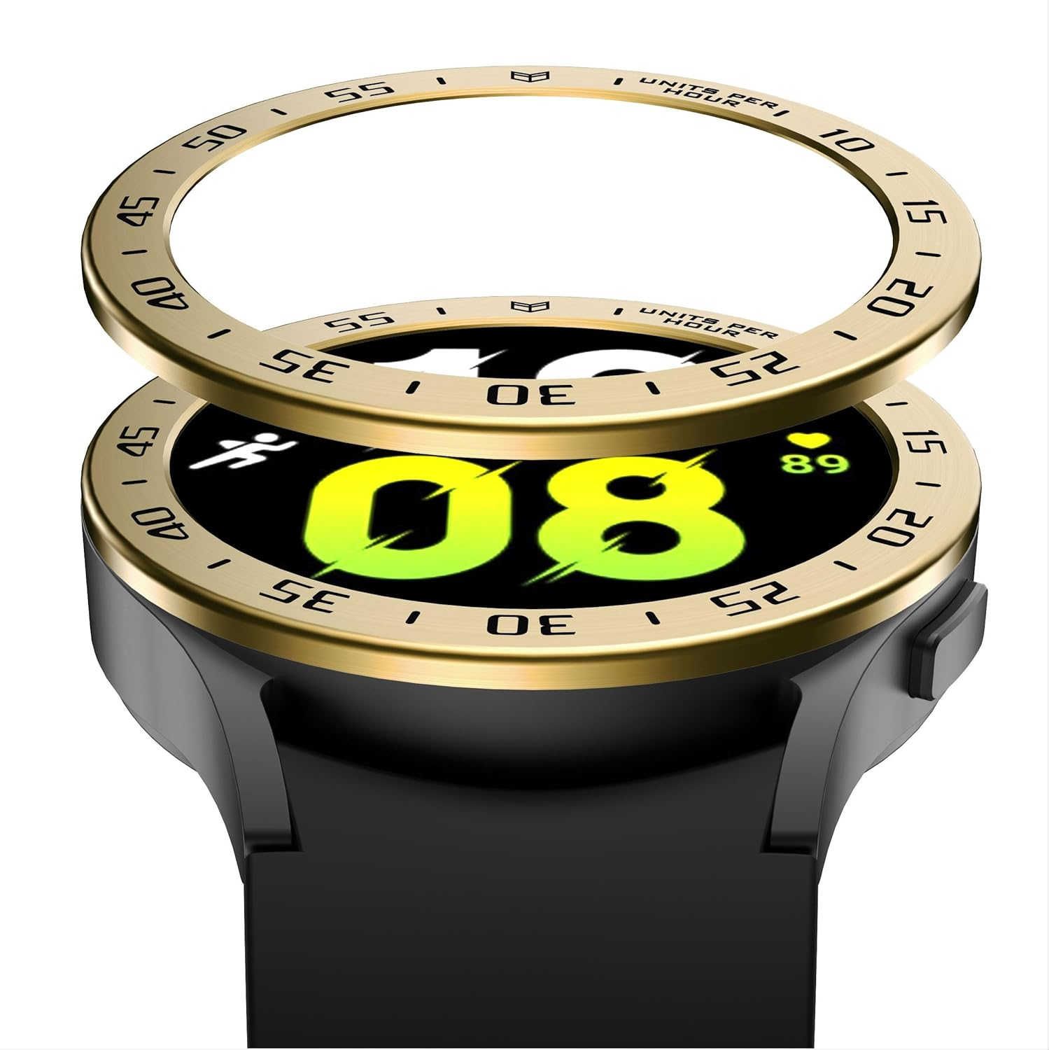 GIOPUEY Protective Ring Compatible with Samsung Galaxy Watch 5 44 Mm, Bezel Ring Bezel Styling Bezel Protective Case, Protective Ring Made of Aluminium Alloy Metal - A-Black