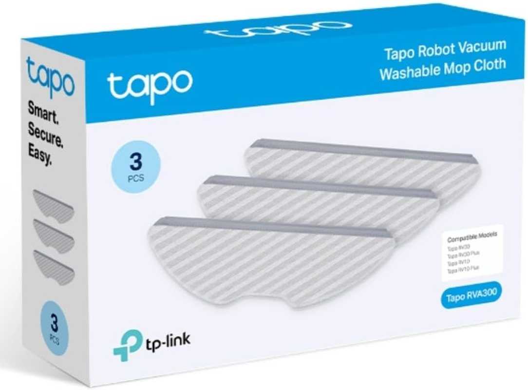 Tapo Tp-Link Vacuum Cleaner Washable Mop Cloth &Atilde;&mdash;3, Smart Home, Easy to Wash & Install, Work with Tapo RV30 Plus/Rv30/Rv30C Mop Plus/Rv30C Mop/Rv20 Mop Plus/Rv20 Mop/Rv10 Plus/Rv10 (Tapo RVA300) image number 5