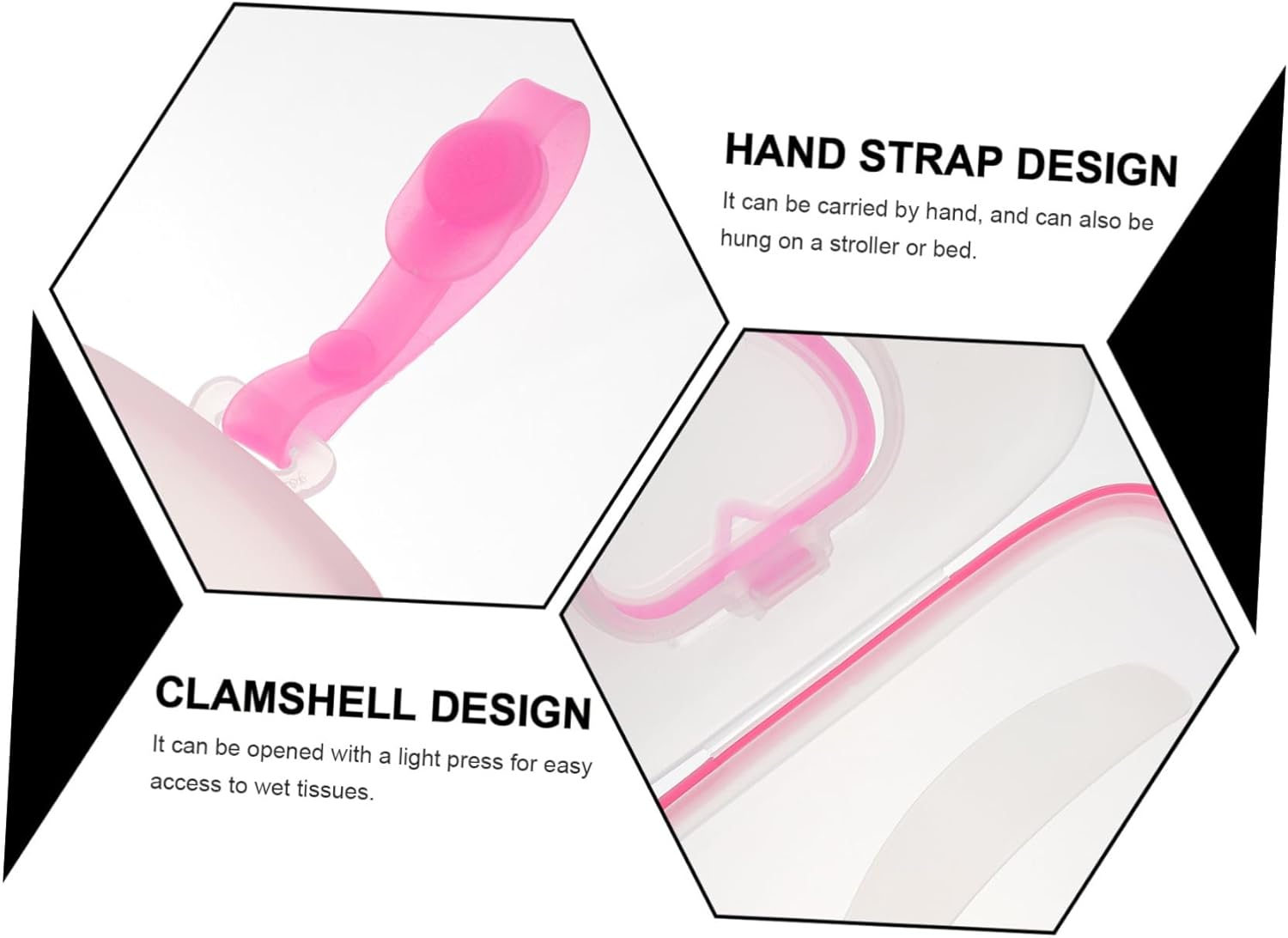 Portable Baby Wet Tissue Box Hanging Wet Tissue Case Lid White and Pink for Outdoor Travel Infant Hand Mouth Wipes Storage