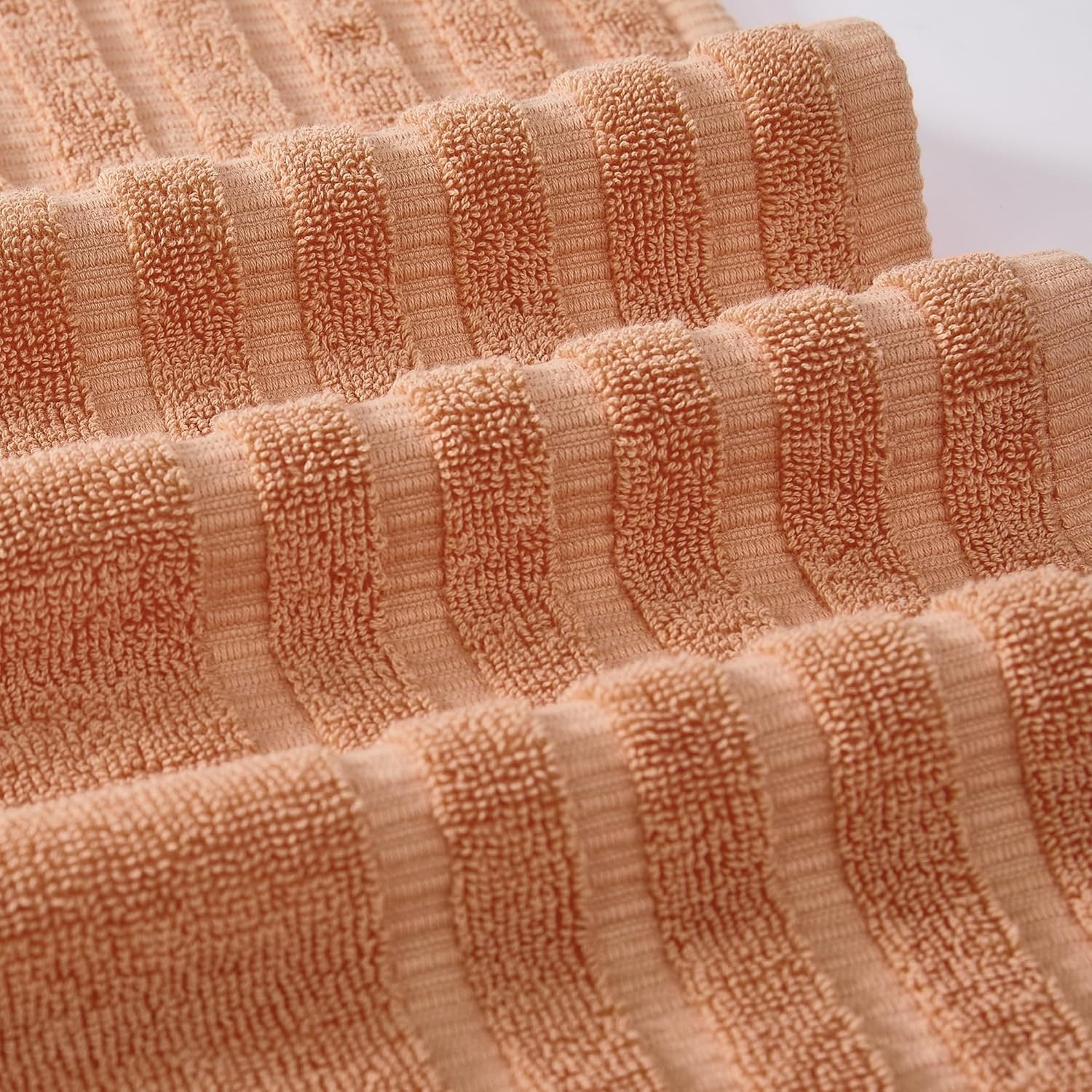 Amrapur Overseas 6-Piece Yarn Dyed Oxford Stripe Jacquard/Solid Ultra Soft 500GSM 100% Combed Cotton Towel Set [Coral]