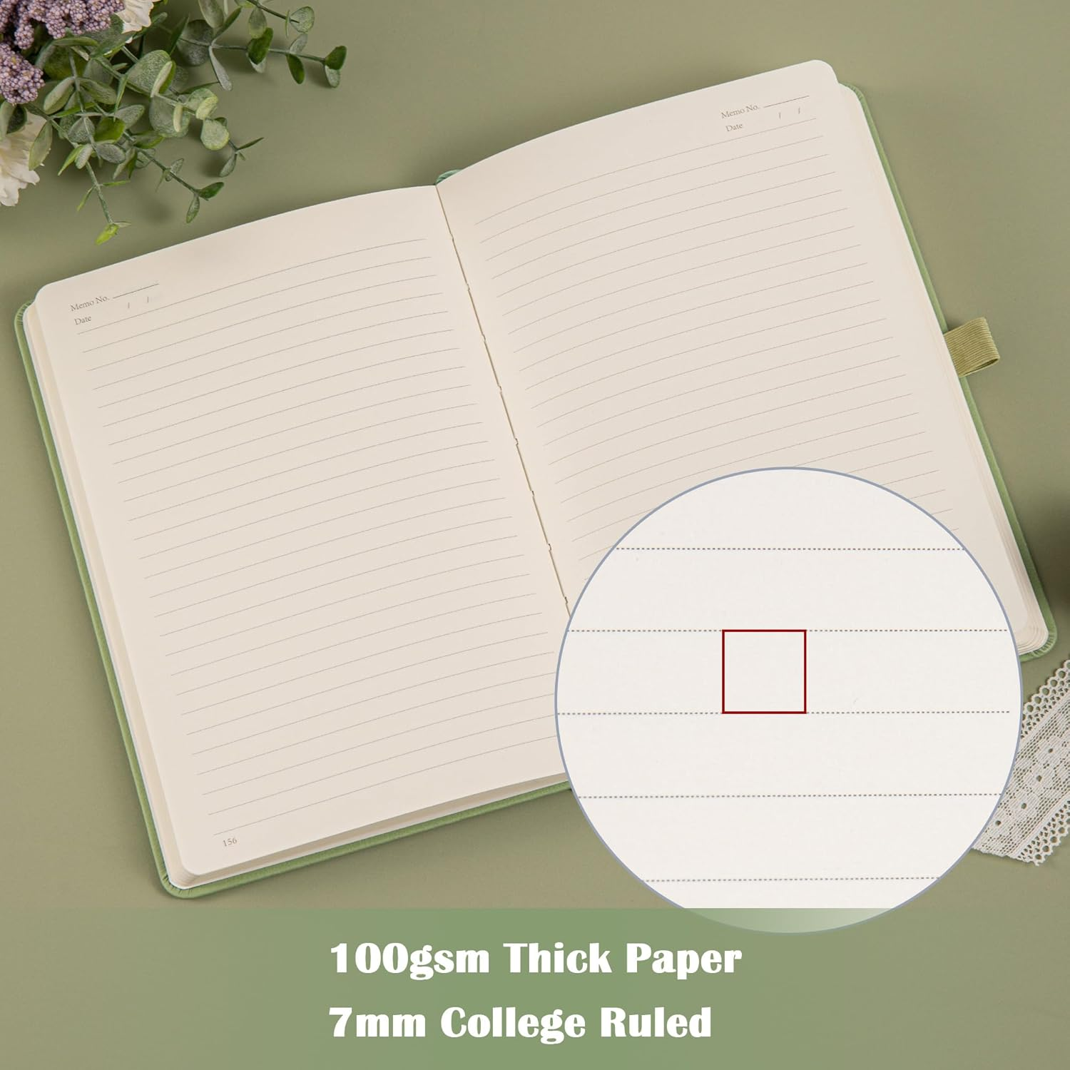 MGGAO College Rule Notebook for Women Men, 318 Numbered Pages Journal, A5 Butterfly Floral Journals for Writing, Aesthetic Notebooks, Work School Note Taking, 5.4" X 8.4" image number 1