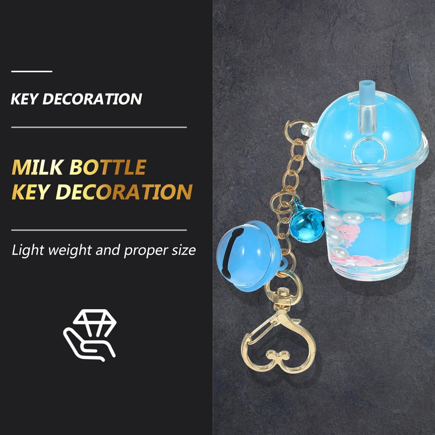 Abaodam 2Pcs Milk Tea Cup Keychain Bell Key Rings Keyrings Bag Ornaments for Keys Charm Milk Bottle Keychain image number 3
