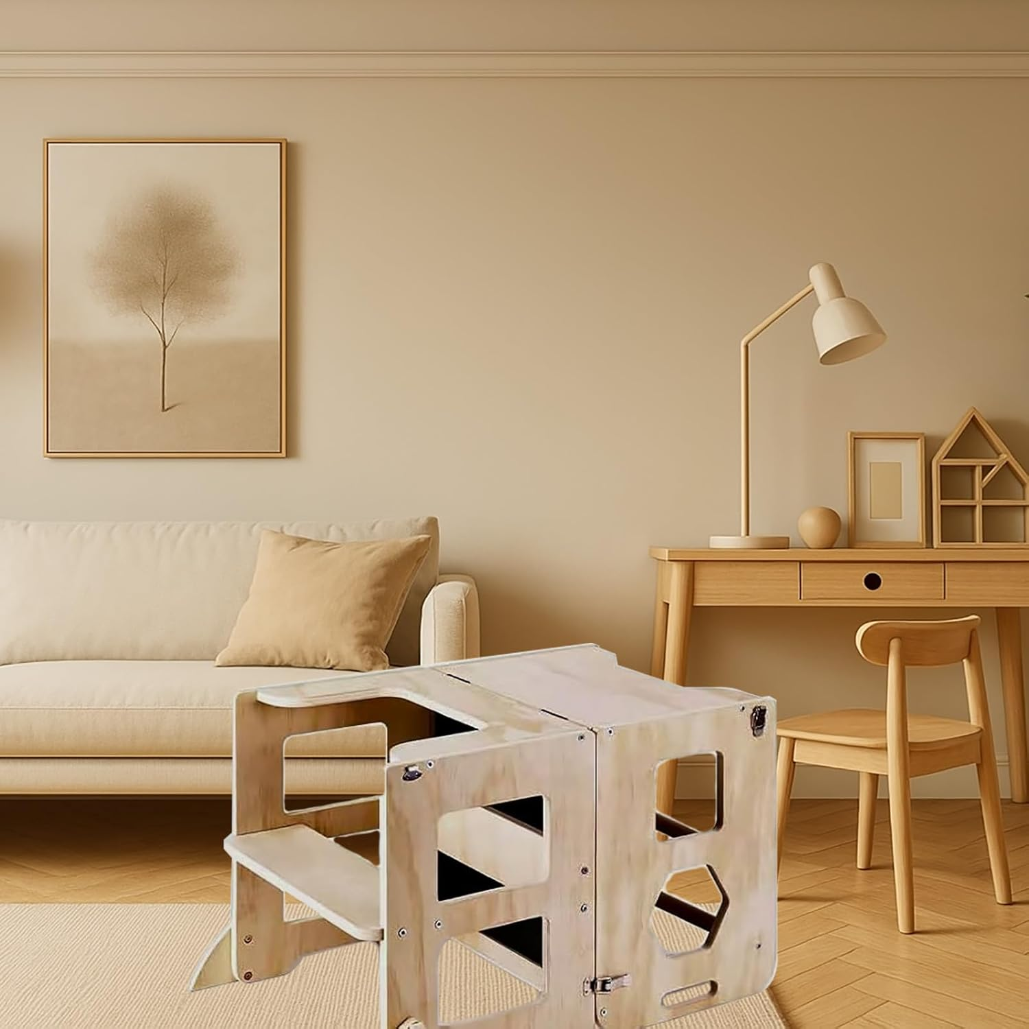 Jeonz Toddler Learning Tower, Foldable Kids Kitchen Step Stool, Montessori Standing Tower image number 2