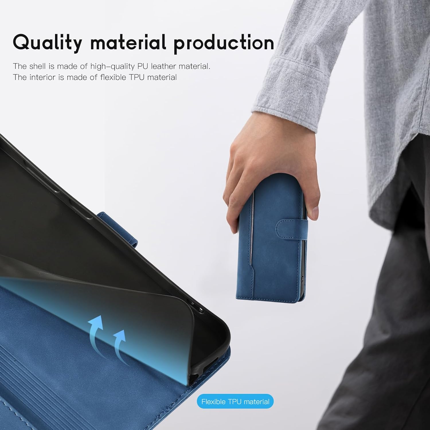 Aswant Wallet Case for Samsung Galaxy A56 5G Premium Leather Flip Protective Cover Magnetic Case with Stand Function (Blue) image number 5