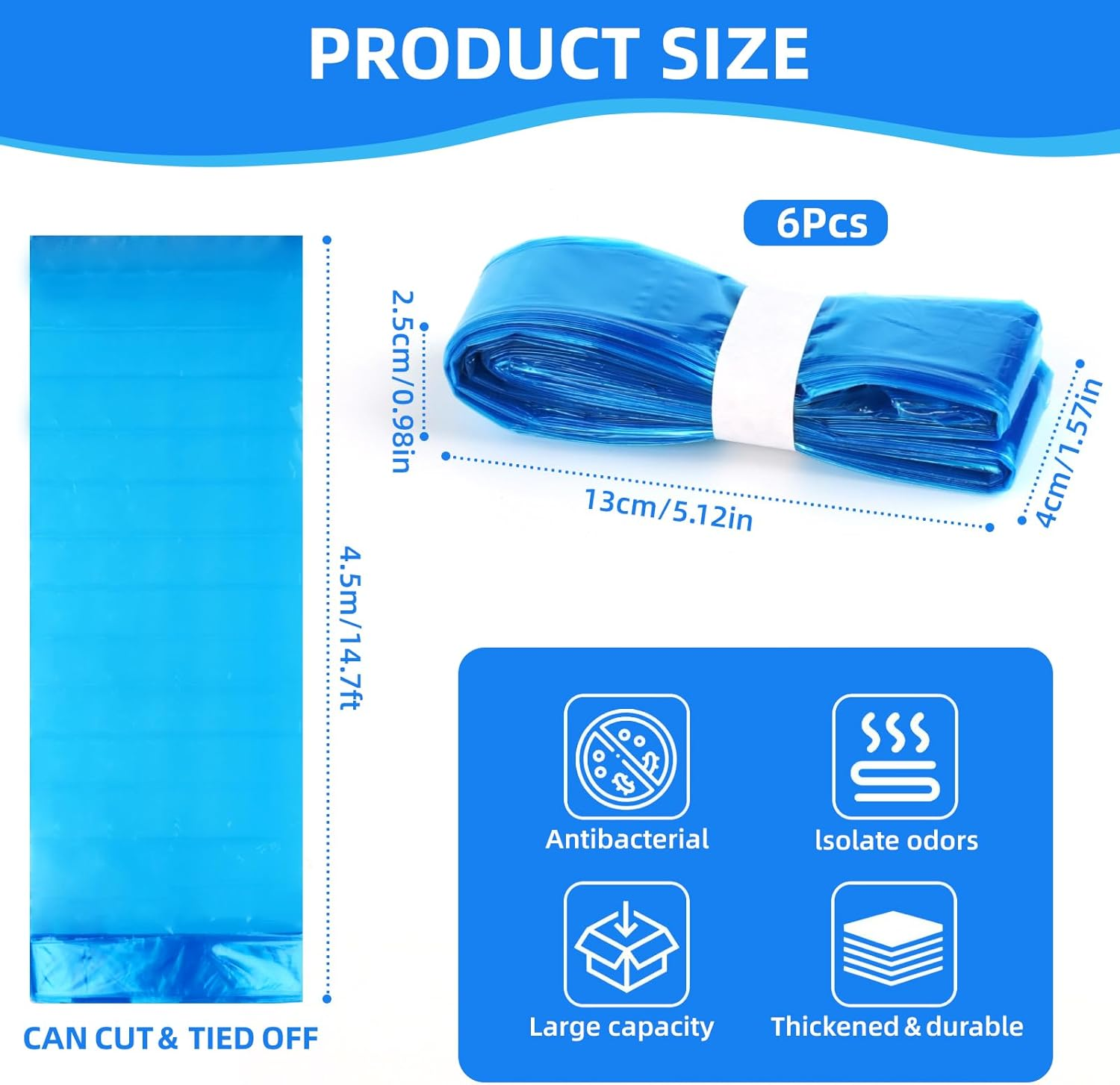 6Pcs Nappy Bin Refill, Diaper Refill Liners, 4.5M Nappy Bag, Nappy Disposal Bags, Diaper Bin Pail Disposal Bags, Compatible Diaper Pail Refill Bag image number 4